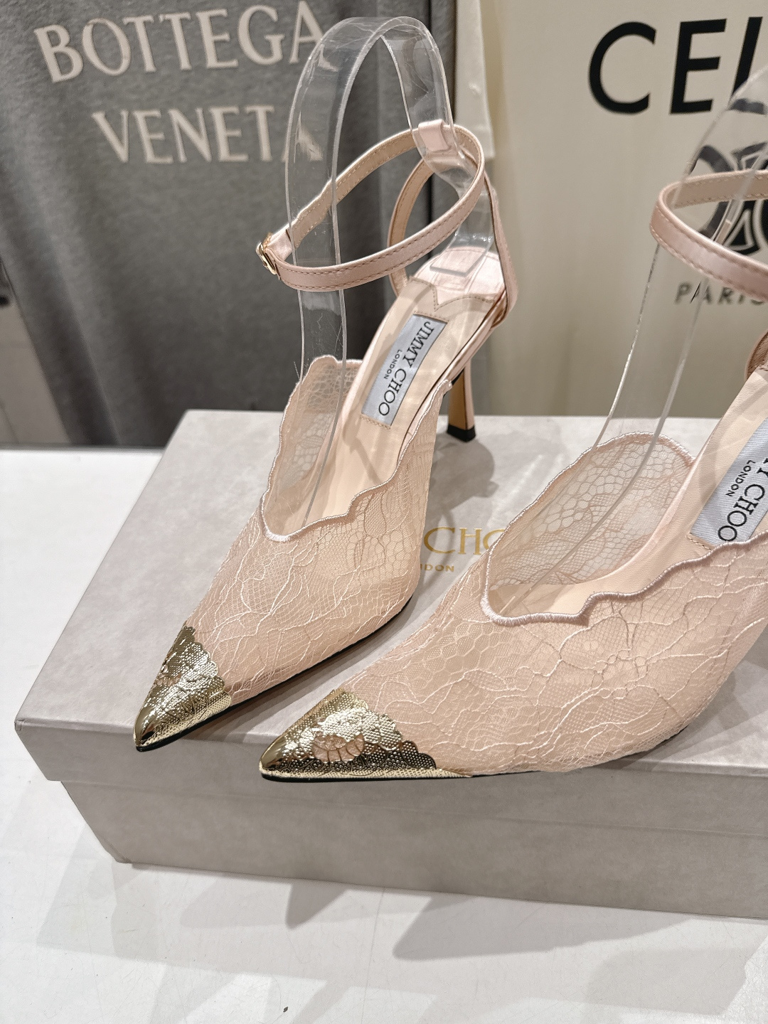 高版本出厂  JIMMY CHOO*｜JC/吉米周2026ss新款尖头蕾丝网纱高跟鞋凉鞋原版套楦，完美的
