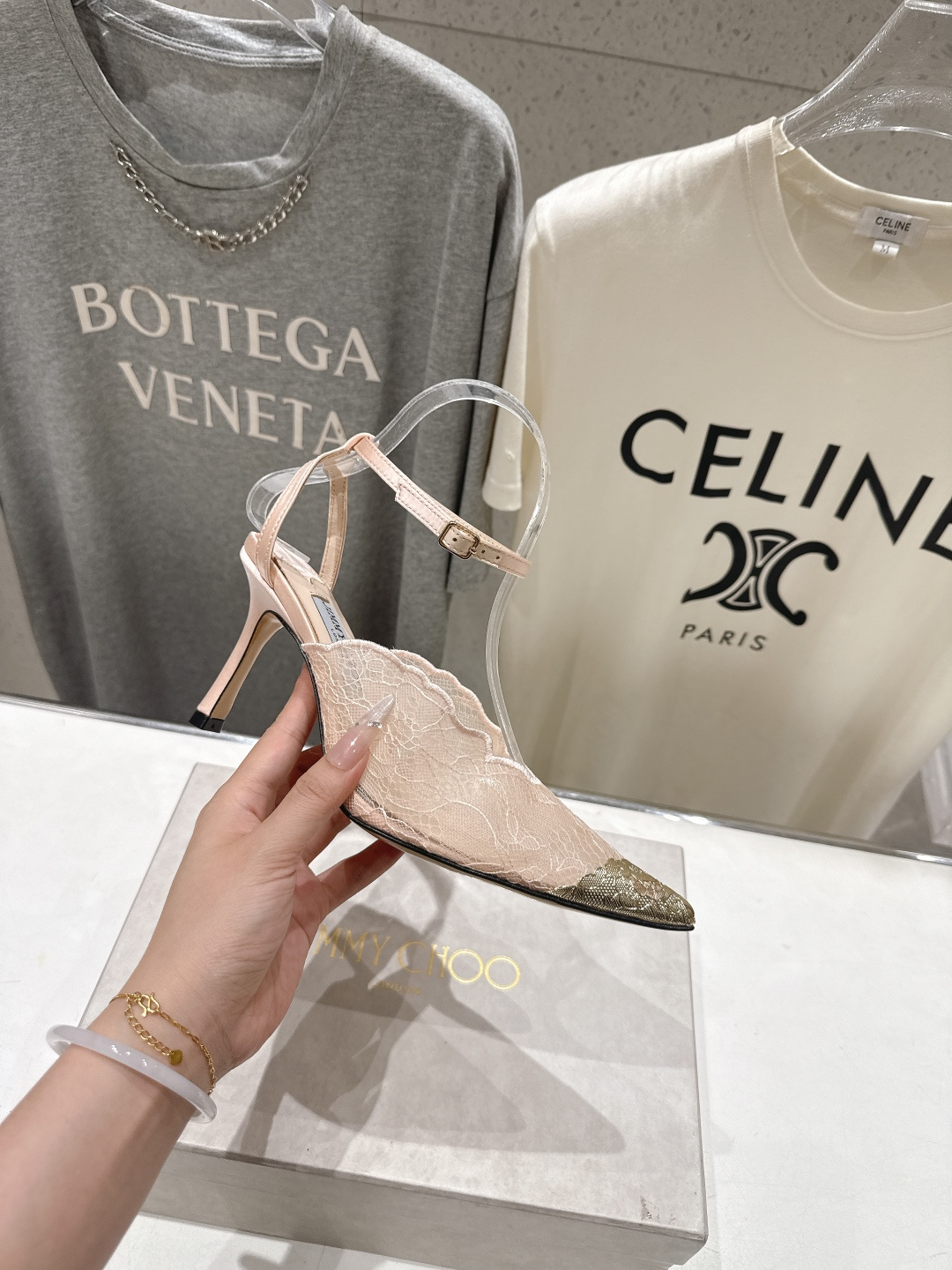 高版本出厂  JIMMY CHOO*｜JC/吉米周2026ss新款尖头蕾丝网纱高跟鞋凉鞋原版套楦，完美的