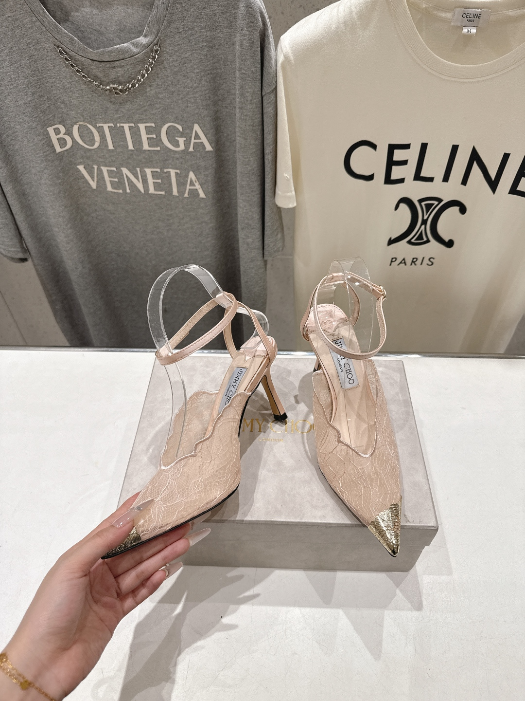 高版本出厂  JIMMY CHOO*｜JC/吉米周2026ss新款尖头蕾丝网纱高跟鞋凉鞋原版套楦，完美的