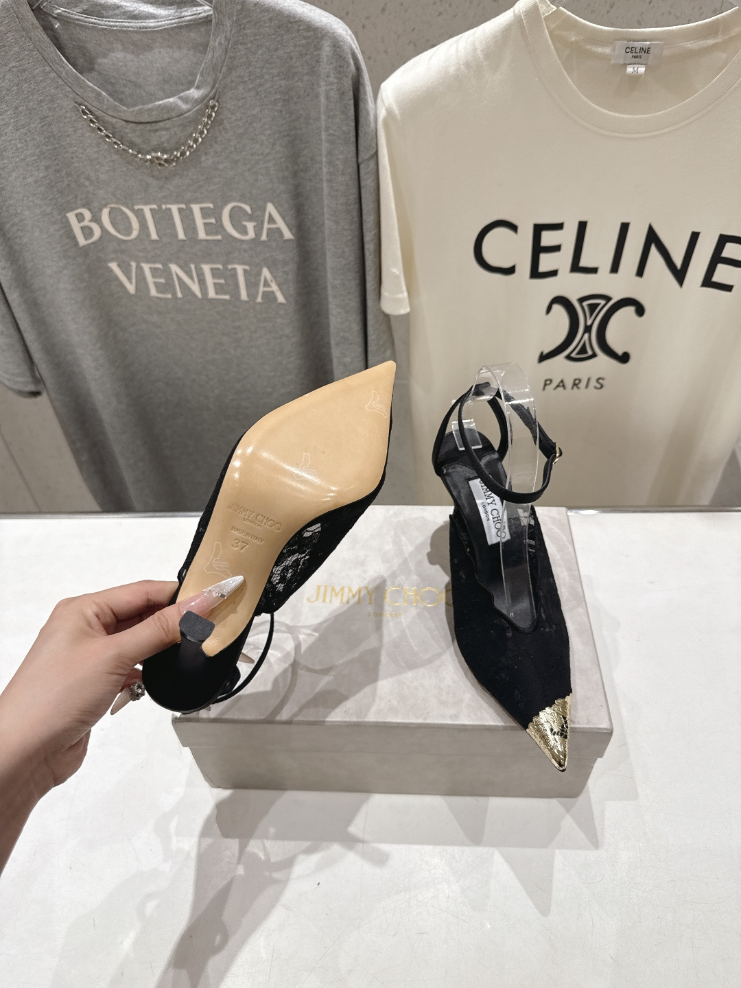 高版本出厂  JIMMY CHOO*｜JC/吉米周2026ss新款尖头蕾丝网纱高跟鞋凉鞋原版套楦，完美的