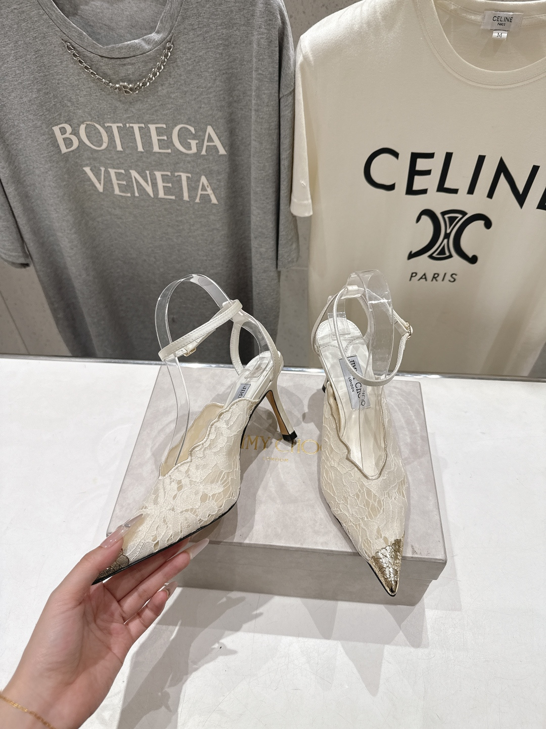 高版本出厂  JIMMY CHOO*｜JC/吉米周2026ss新款尖头蕾丝网纱高跟鞋凉鞋原版套楦，完美的