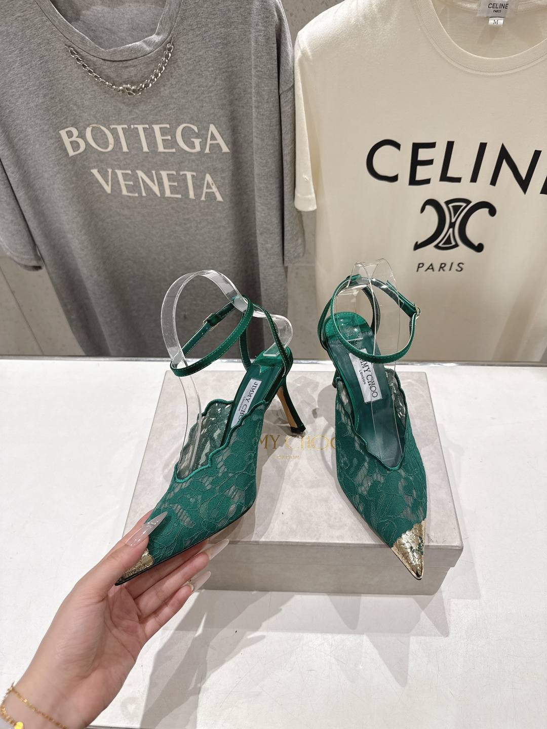 高版本出厂  JIMMY CHOO*｜JC/吉米周2026ss新款尖头蕾丝网纱高跟鞋凉鞋原版套楦，完美的