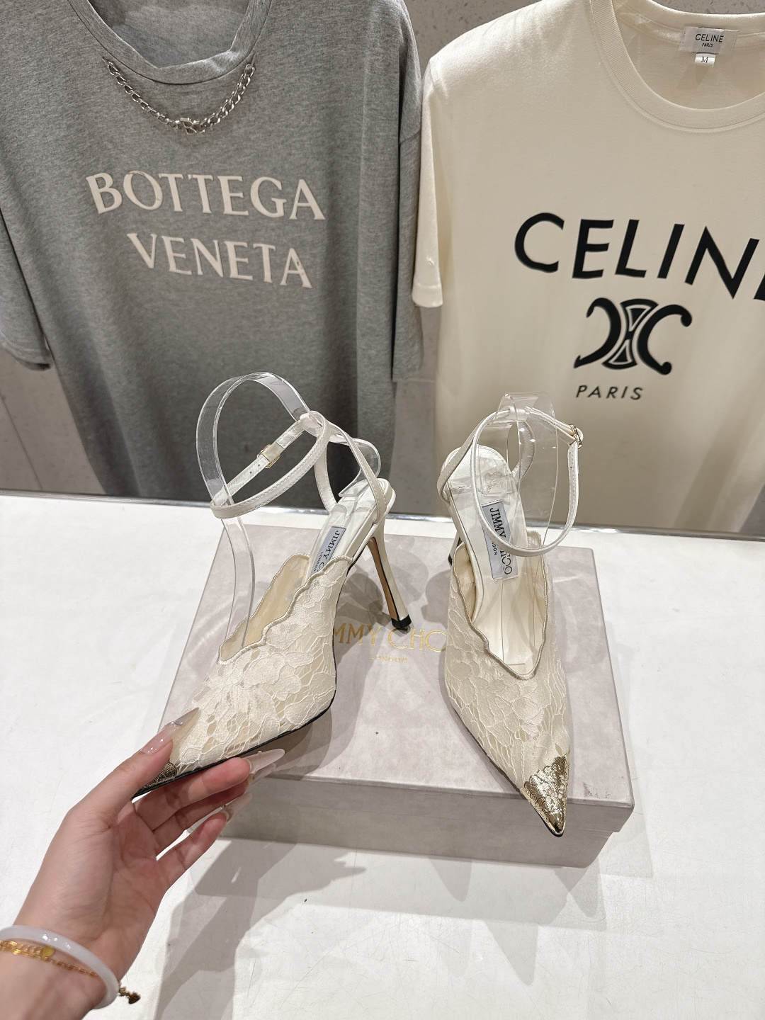 高版本出厂  JIMMY CHOO*｜JC/吉米周2026ss新款尖头蕾丝网纱高跟鞋凉鞋原版套楦，完美的