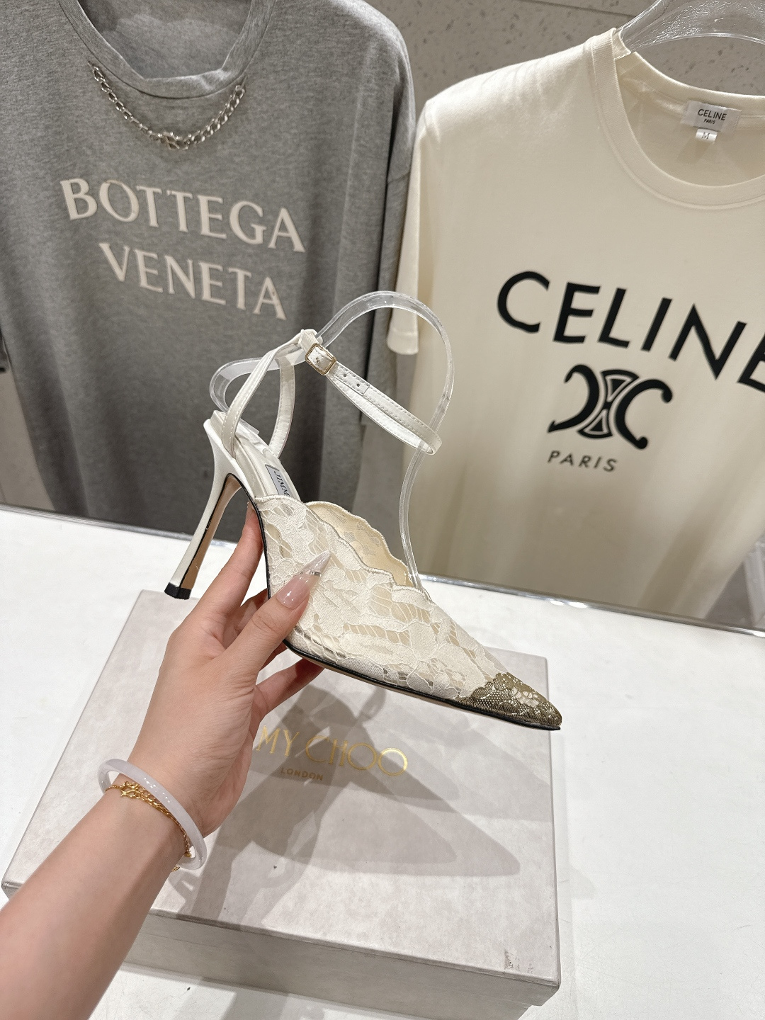 高版本出厂  JIMMY CHOO*｜JC/吉米周2026ss新款尖头蕾丝网纱高跟鞋凉鞋原版套楦，完美的