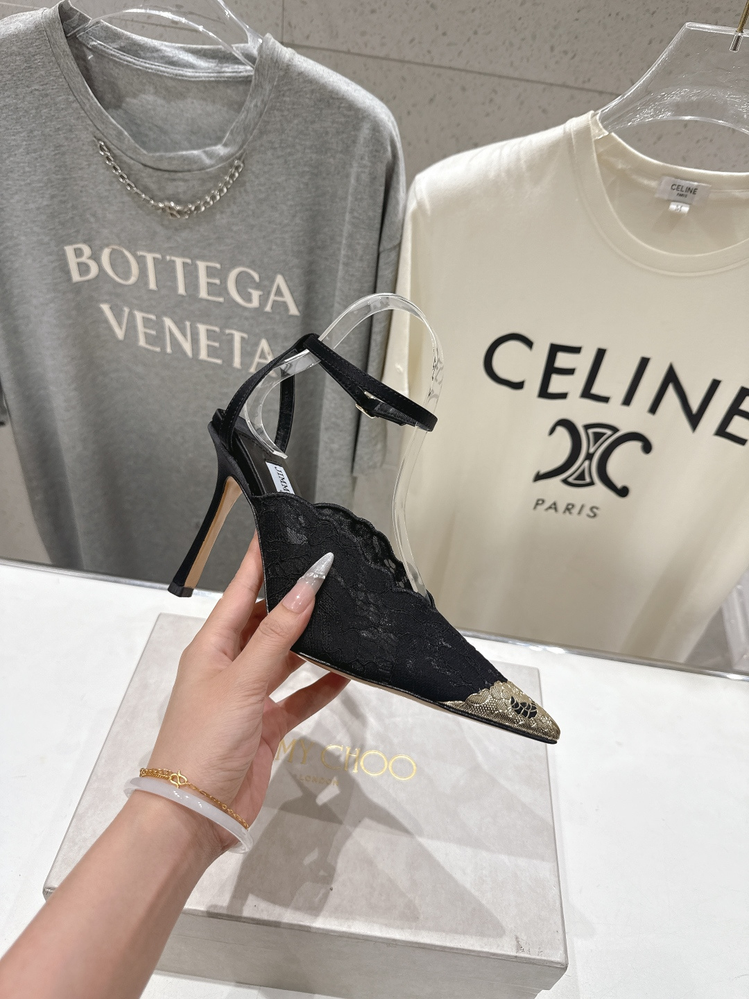 高版本出厂  JIMMY CHOO*｜JC/吉米周2026ss新款尖头蕾丝网纱高跟鞋凉鞋原版套楦，完美的