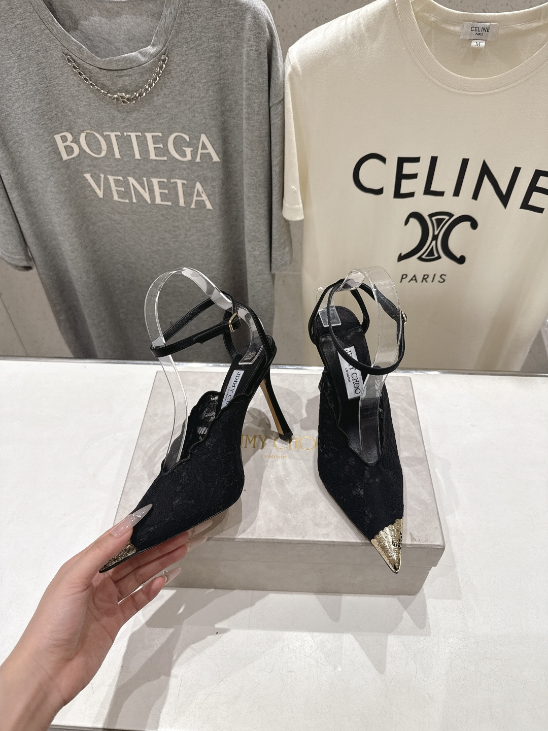 高版本出厂  JIMMY CHOO*｜JC/吉米周2026ss新款尖头蕾丝网纱高跟鞋凉鞋原版套楦，完美的