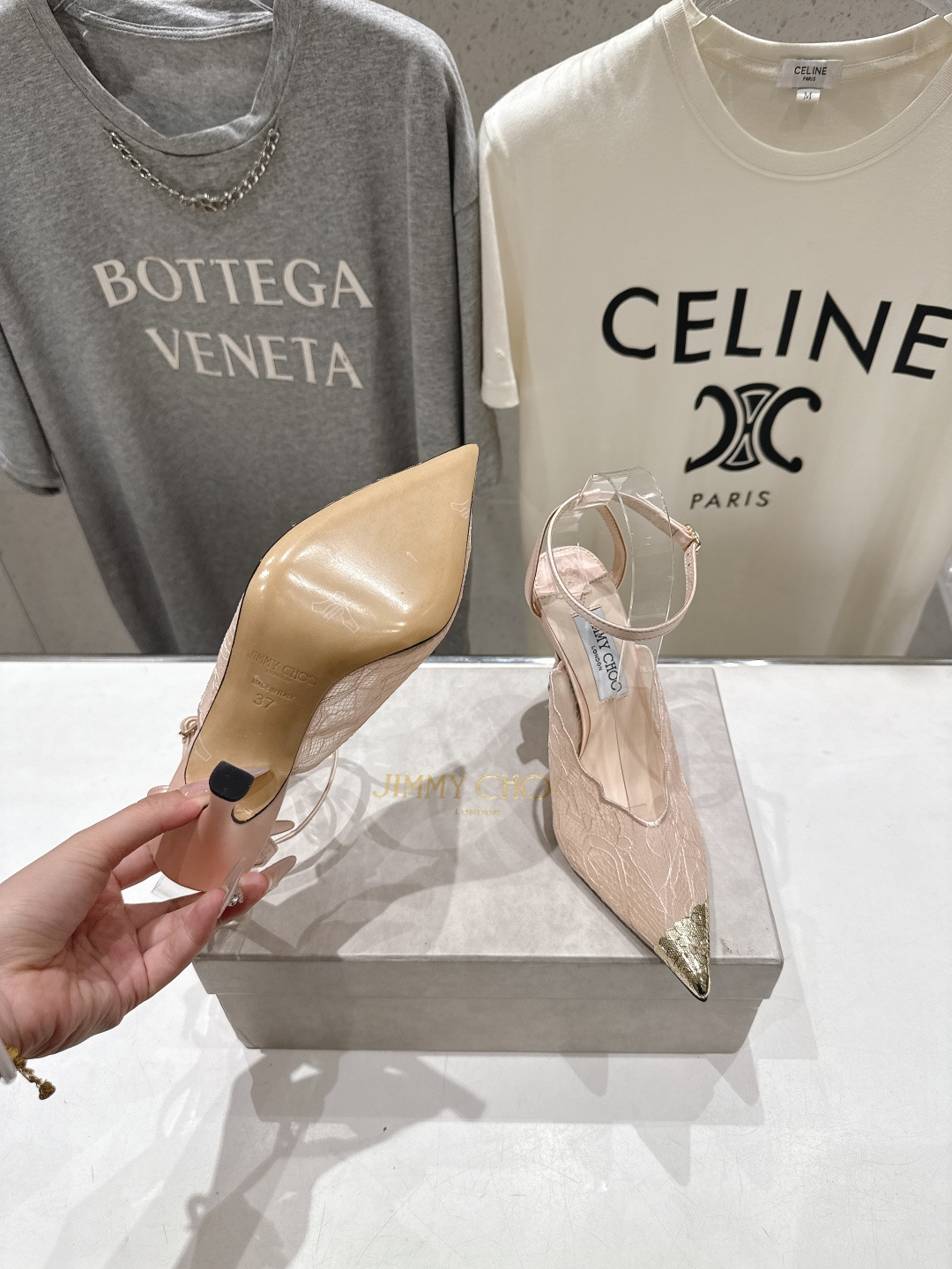 高版本出厂  JIMMY CHOO*｜JC/吉米周2026ss新款尖头蕾丝网纱高跟鞋凉鞋原版套楦，完美的