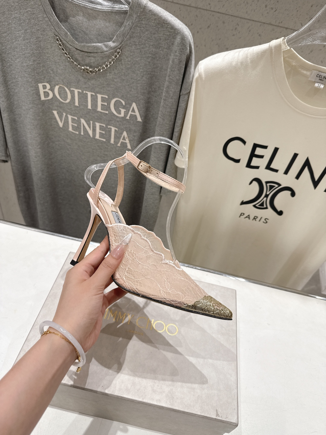 高版本出厂  JIMMY CHOO*｜JC/吉米周2026ss新款尖头蕾丝网纱高跟鞋凉鞋原版套楦，完美的