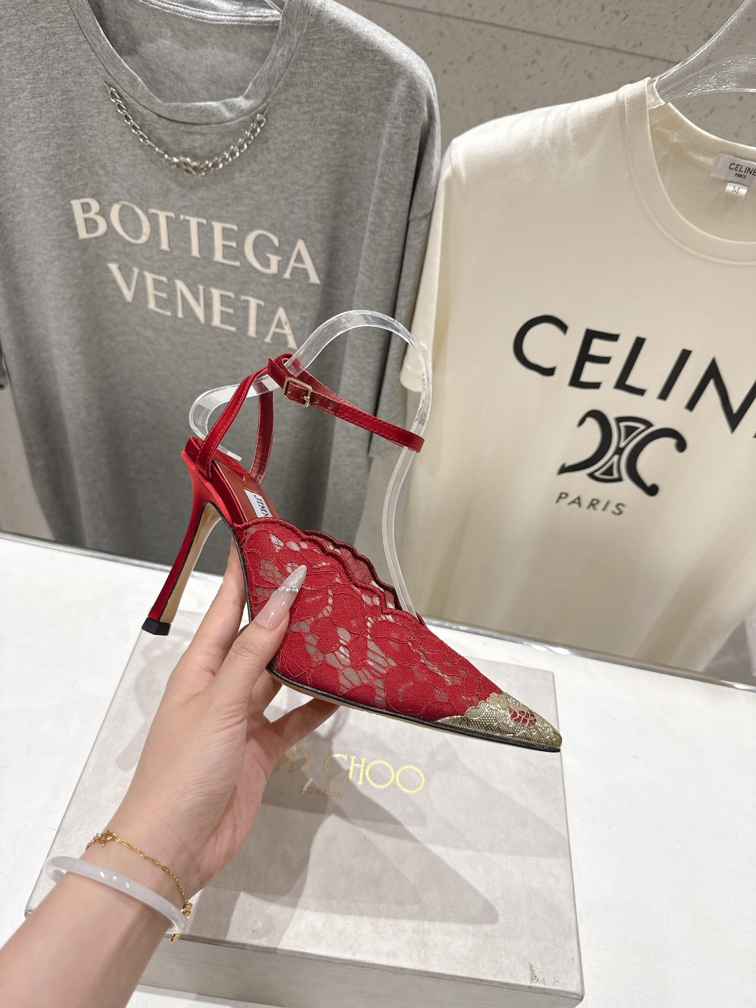 高版本出厂  JIMMY CHOO*｜JC/吉米周2026ss新款尖头蕾丝网纱高跟鞋凉鞋原版套楦，完美的