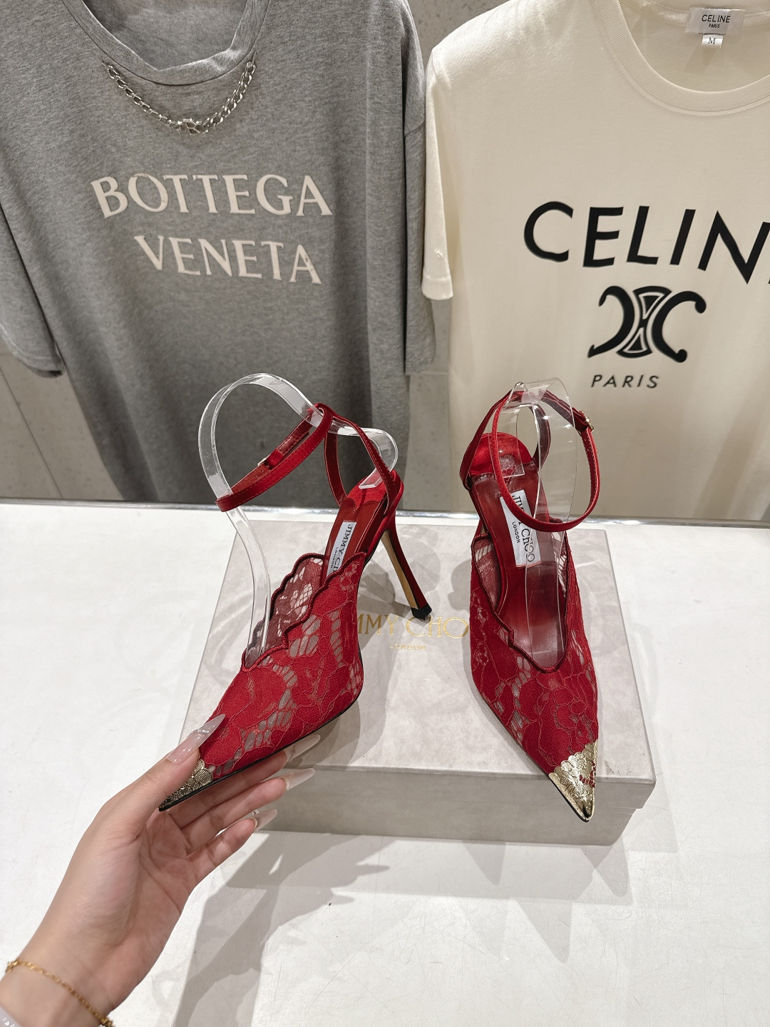 高版本出厂  JIMMY CHOO*｜JC/吉米周2026ss新款尖头蕾丝网纱高跟鞋凉鞋原版套楦，完美的