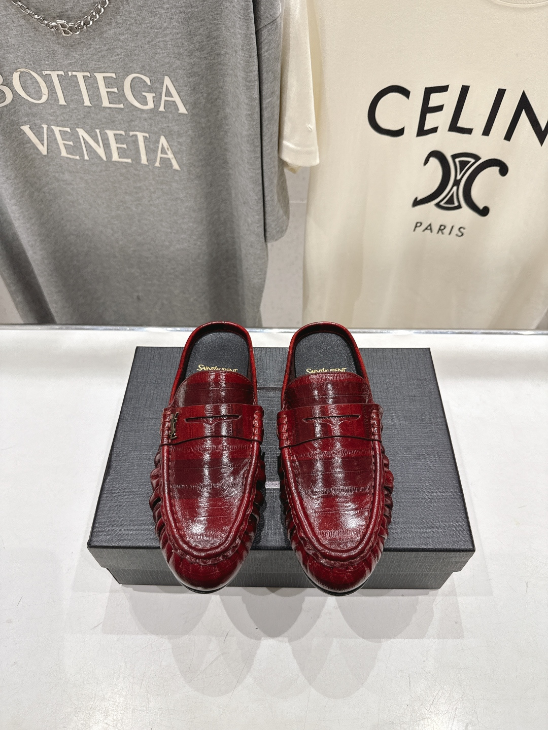 高版本出厂 半托   SAINT LAURENT/圣罗兰YSL 26ss爆款平底玛丽珍一脚蹬乐福鞋半包拖