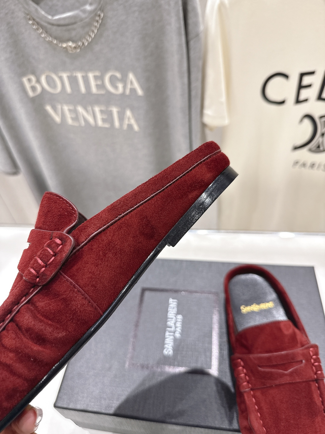 高版本出厂 半托   SAINT LAURENT/圣罗兰YSL 26ss爆款平底玛丽珍一脚蹬乐福鞋半包拖