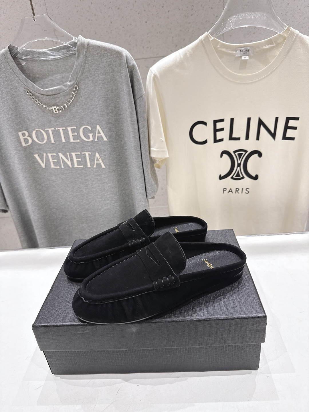 高版本出厂 半托   SAINT LAURENT/圣罗兰YSL 26ss爆款平底玛丽珍一脚蹬乐福鞋半包拖