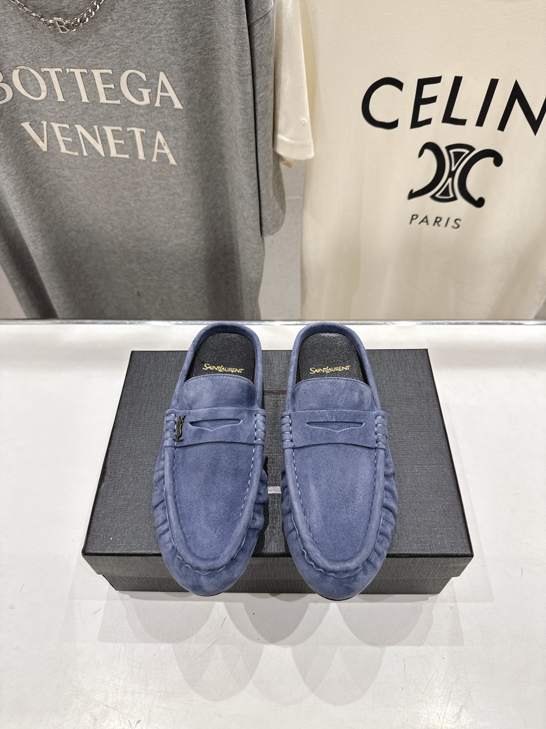 高版本出厂 半托   SAINT LAURENT/圣罗兰YSL 26ss爆款平底玛丽珍一脚蹬乐福鞋半包拖
