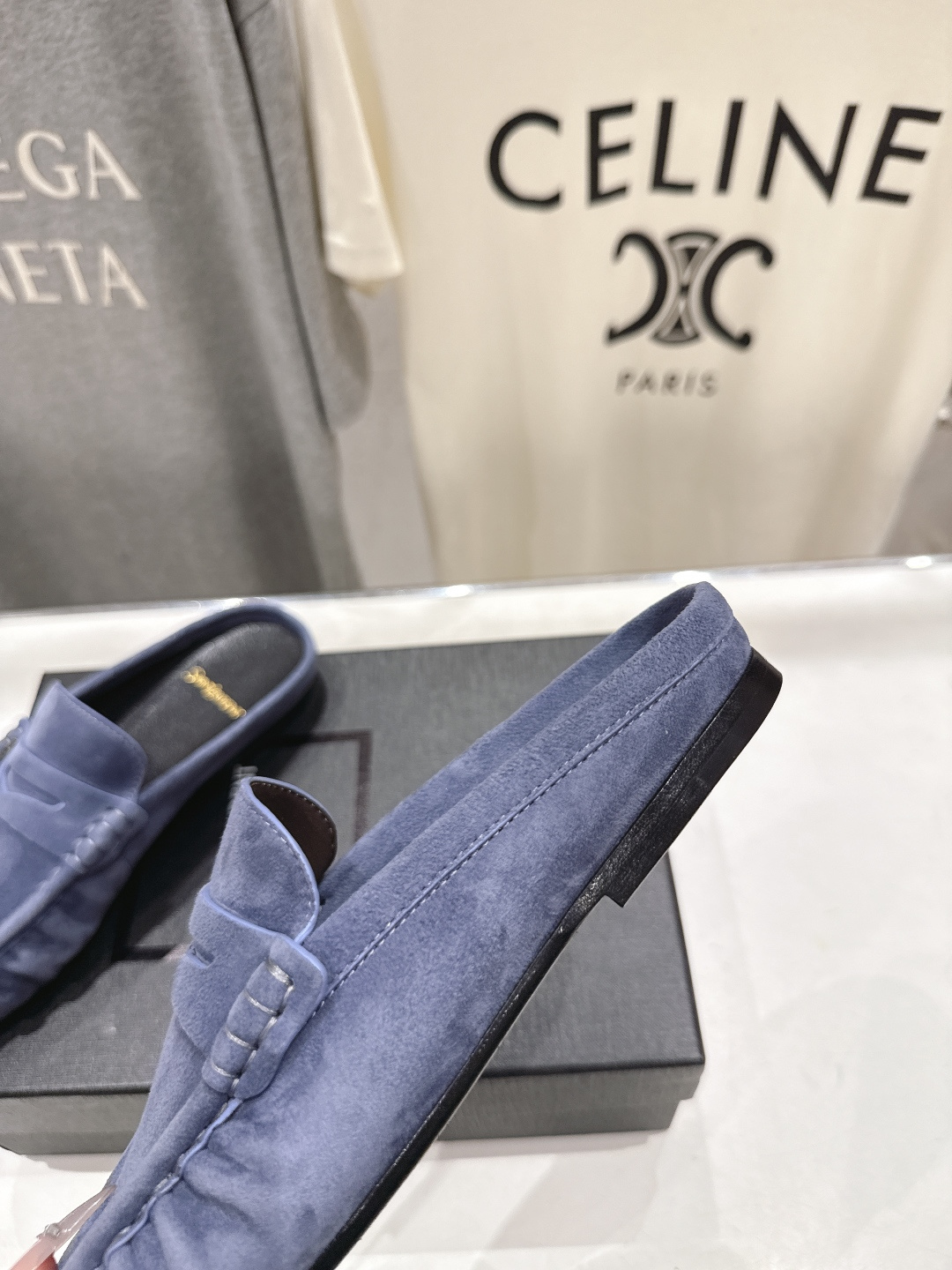 高版本出厂 半托   SAINT LAURENT/圣罗兰YSL 26ss爆款平底玛丽珍一脚蹬乐福鞋半包拖