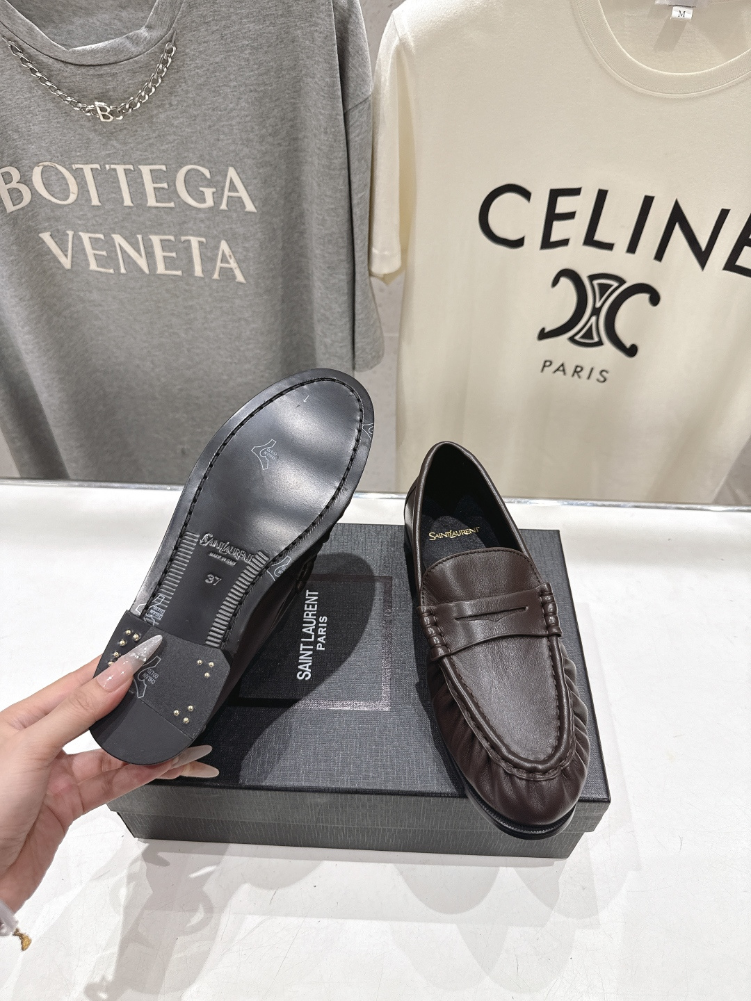 高版本出厂 男码+20   SAINT LAURENT/圣罗兰YSL 26ss爆款平底鞋情侣款玛丽珍一脚