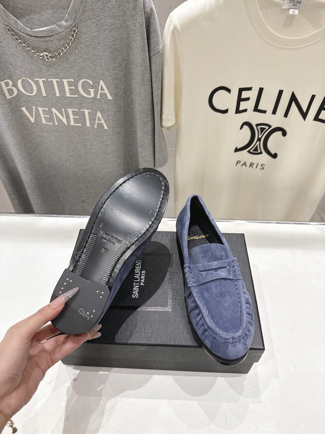 高版本出厂 男码+20   SAINT LAURENT/圣罗兰YSL 26ss爆款平底鞋情侣款玛丽珍一脚