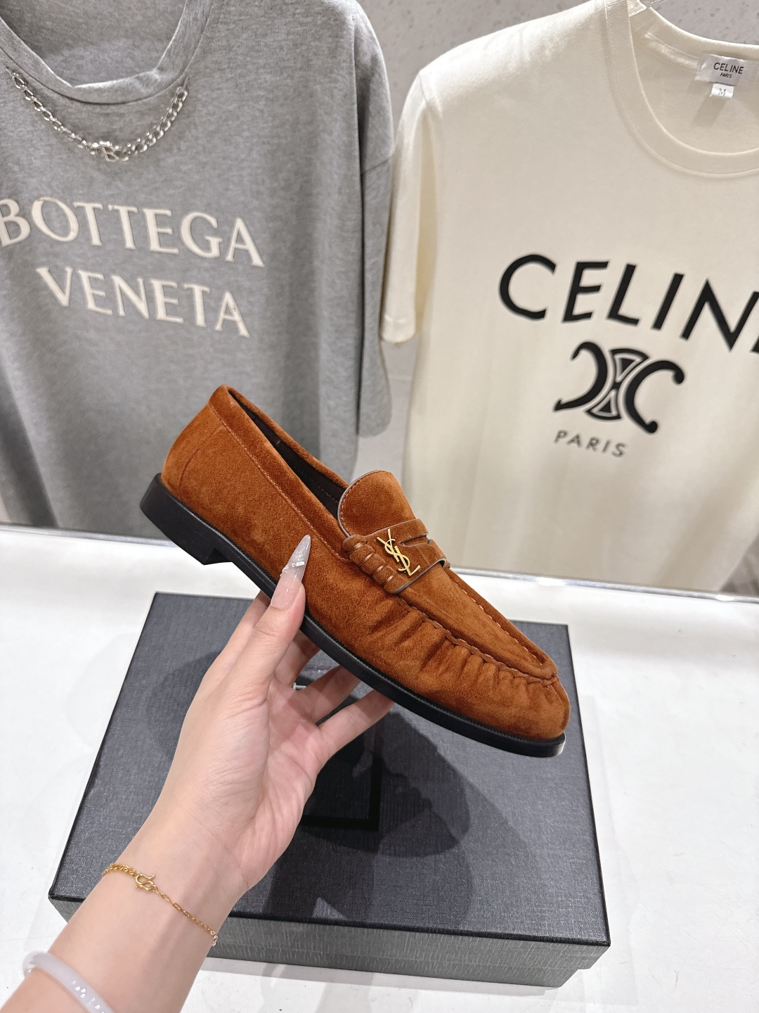 高版本出厂 男码+20   SAINT LAURENT/圣罗兰YSL 26ss爆款平底鞋情侣款玛丽珍一脚