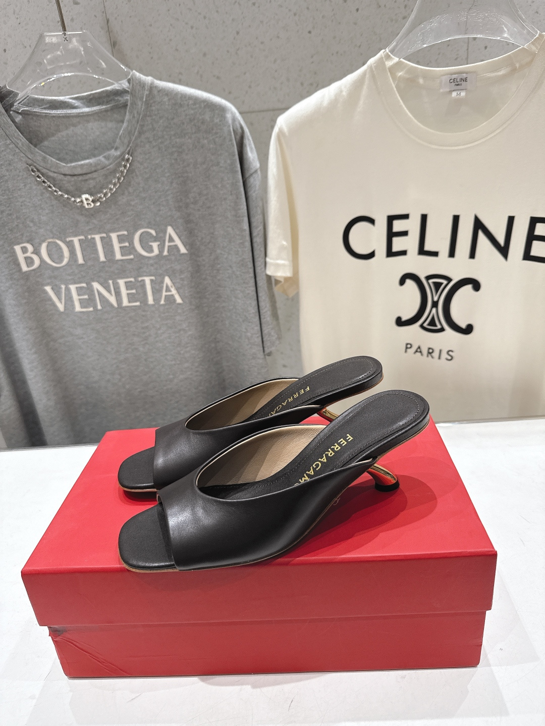高版本出厂  FERRAGAMO/菲拉格慕F065  26ss夏季新款高跟半包拖鞋菲拉格慕今期高频曝光的