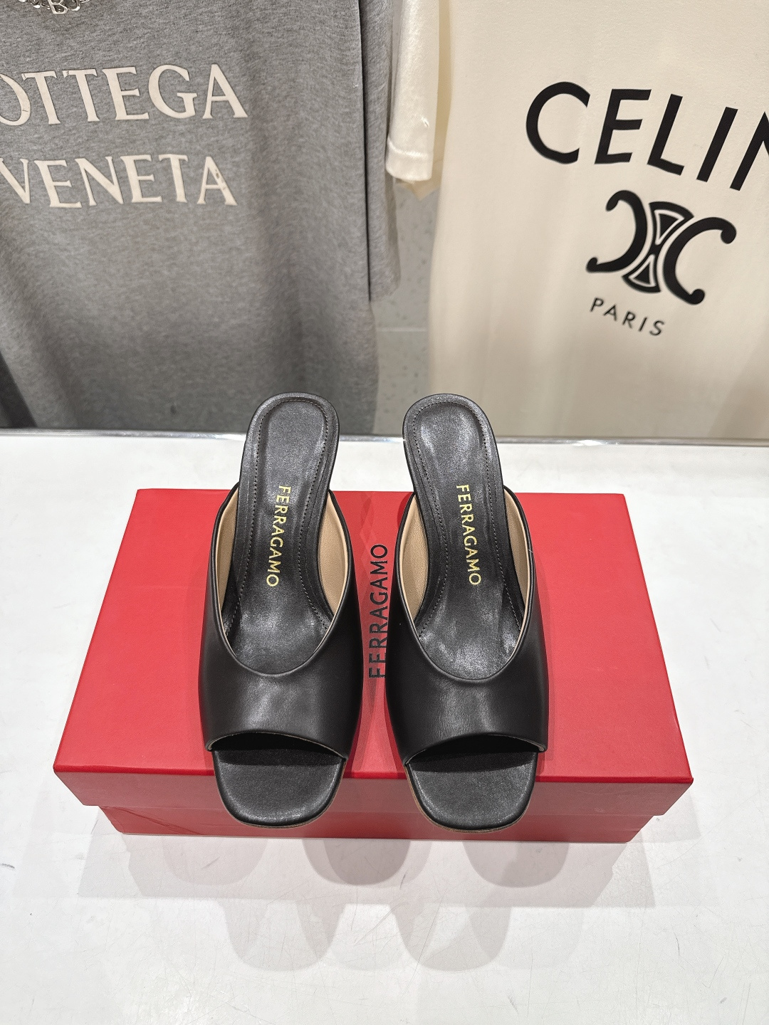 高版本出厂  FERRAGAMO/菲拉格慕F065  26ss夏季新款高跟半包拖鞋菲拉格慕今期高频曝光的