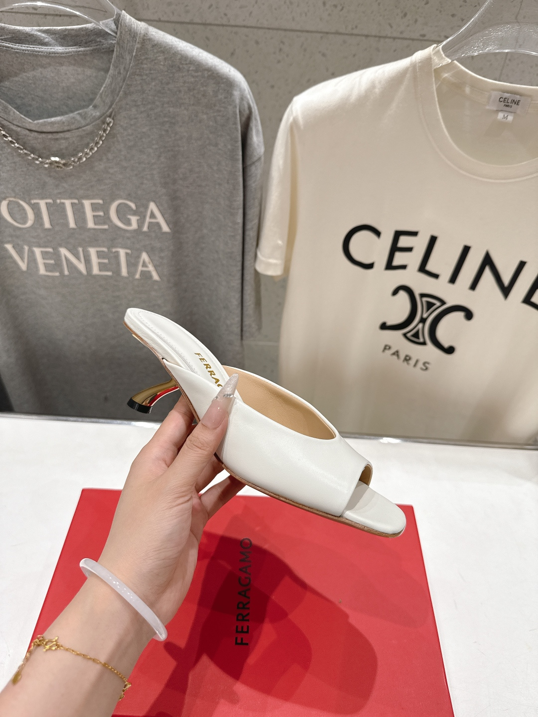 高版本出厂  FERRAGAMO/菲拉格慕F065  26ss夏季新款高跟半包拖鞋菲拉格慕今期高频曝光的