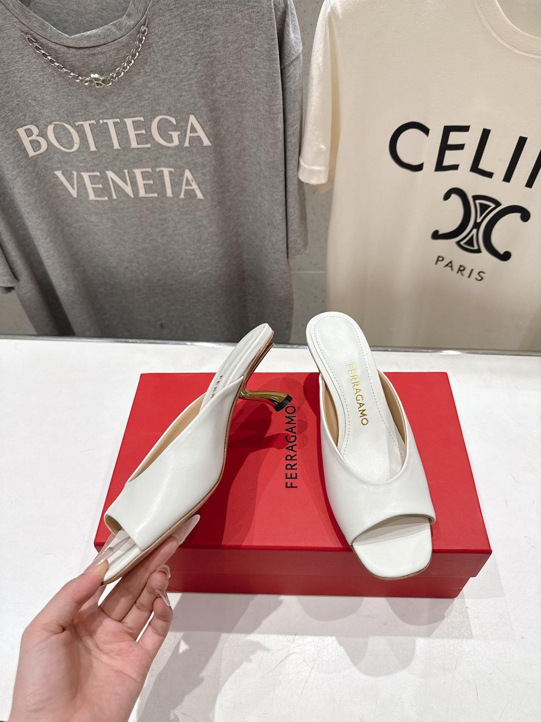 高版本出厂  FERRAGAMO/菲拉格慕F065  26ss夏季新款高跟半包拖鞋菲拉格慕今期高频曝光的