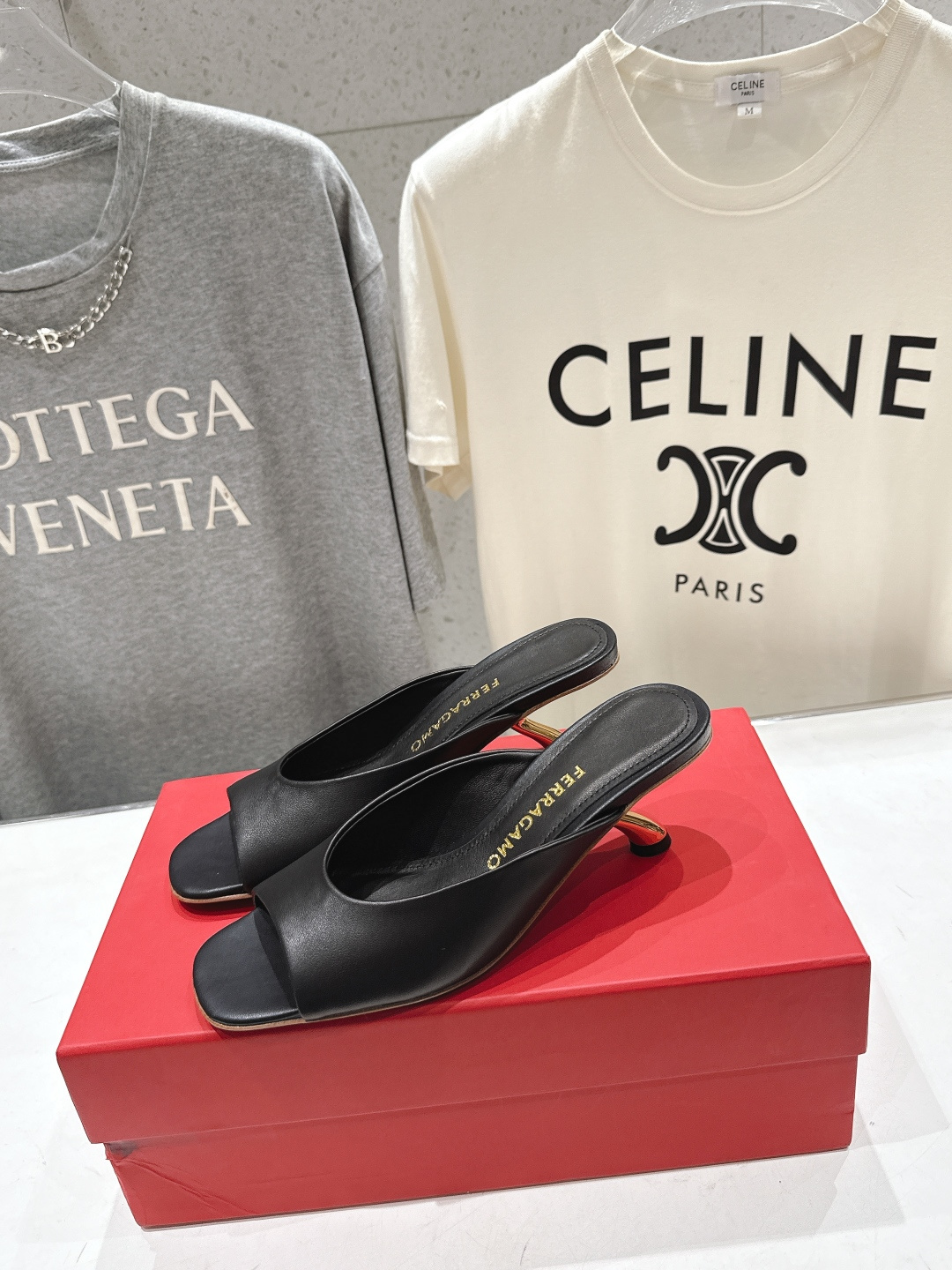高版本出厂  FERRAGAMO/菲拉格慕F065  26ss夏季新款高跟半包拖鞋菲拉格慕今期高频曝光的