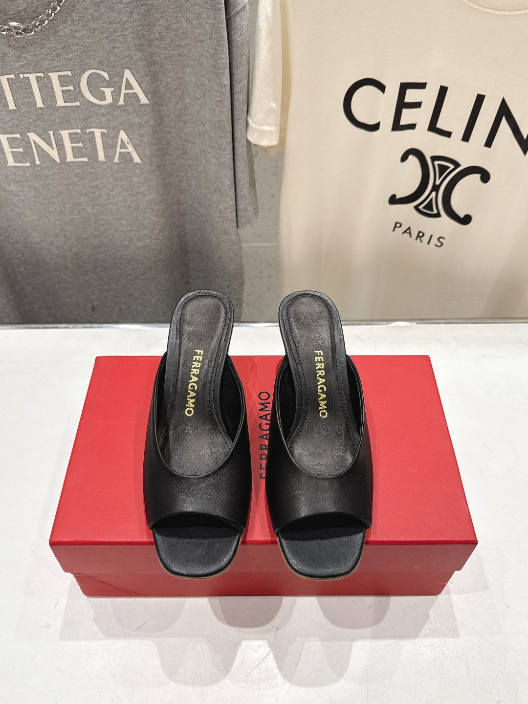 高版本出厂  FERRAGAMO/菲拉格慕F065  26ss夏季新款高跟半包拖鞋菲拉格慕今期高频曝光的