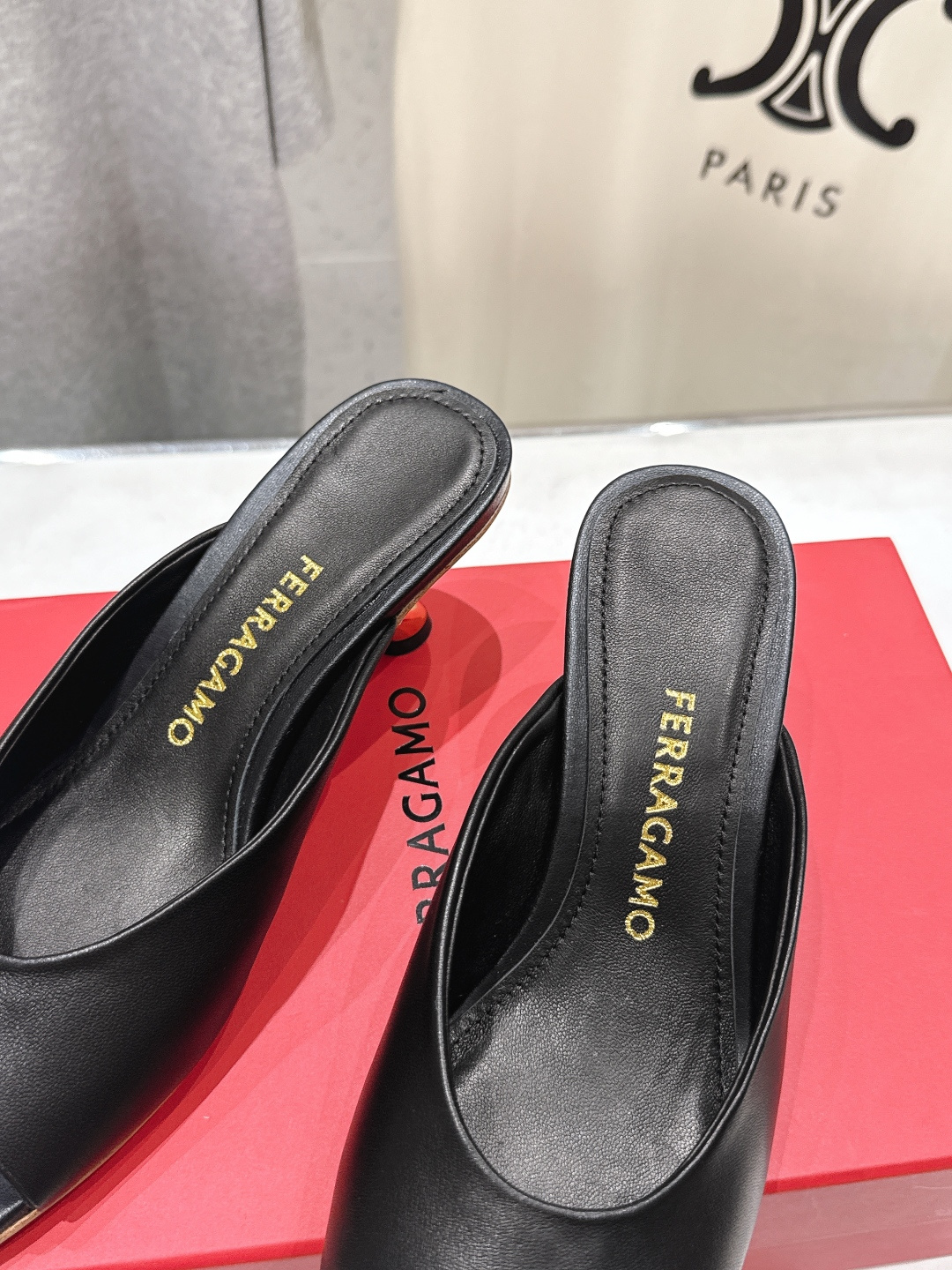 高版本出厂  FERRAGAMO/菲拉格慕F065  26ss夏季新款高跟半包拖鞋菲拉格慕今期高频曝光的