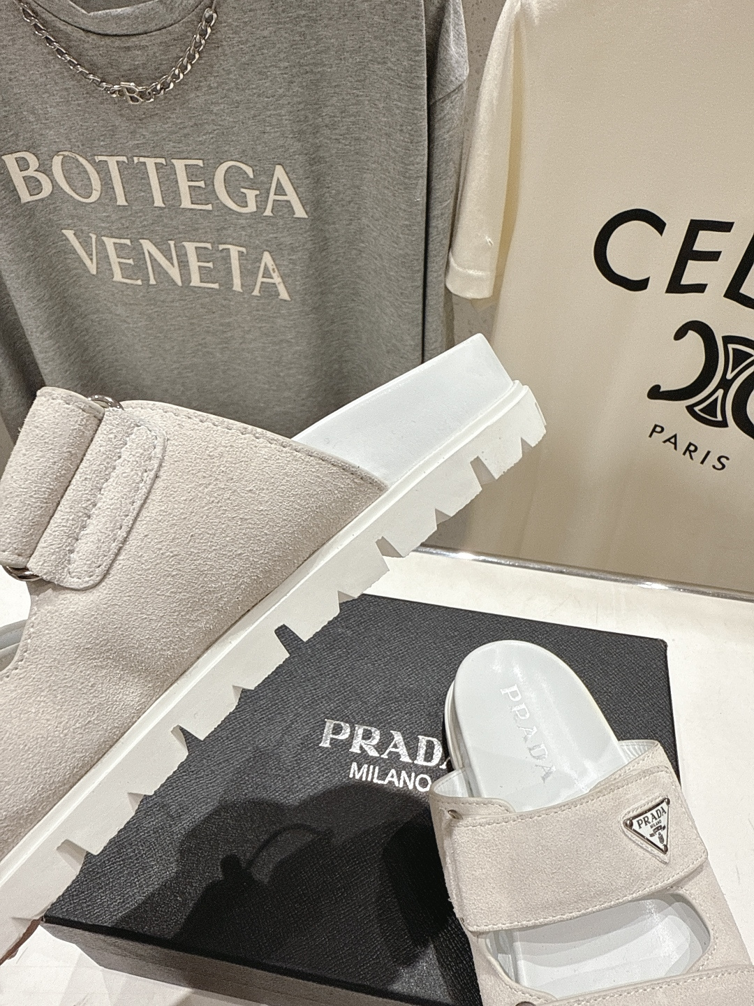高版本出厂  Prada/普拉达F029 26ss夏季新款魔术贴厚底沙滩拖鞋这个鞋型真的属于经典不会过时