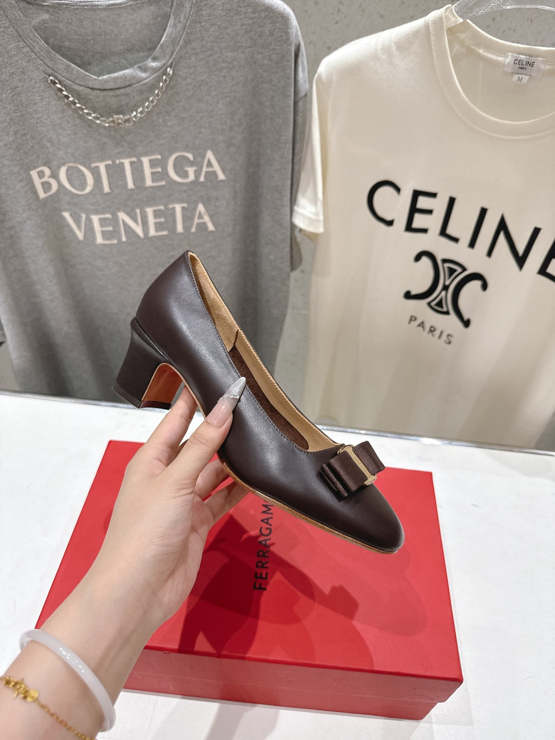 高版本出厂  FERRAGAMO/菲拉格慕F065  26ss官方新款真皮蝴蝶结系列高跟鞋单鞋菲拉格慕今
