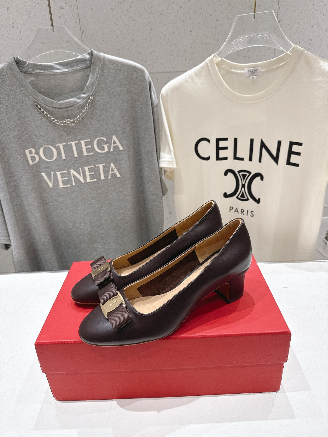 高版本出厂  FERRAGAMO/菲拉格慕F065  26ss官方新款真皮蝴蝶结系列高跟鞋单鞋菲拉格慕今