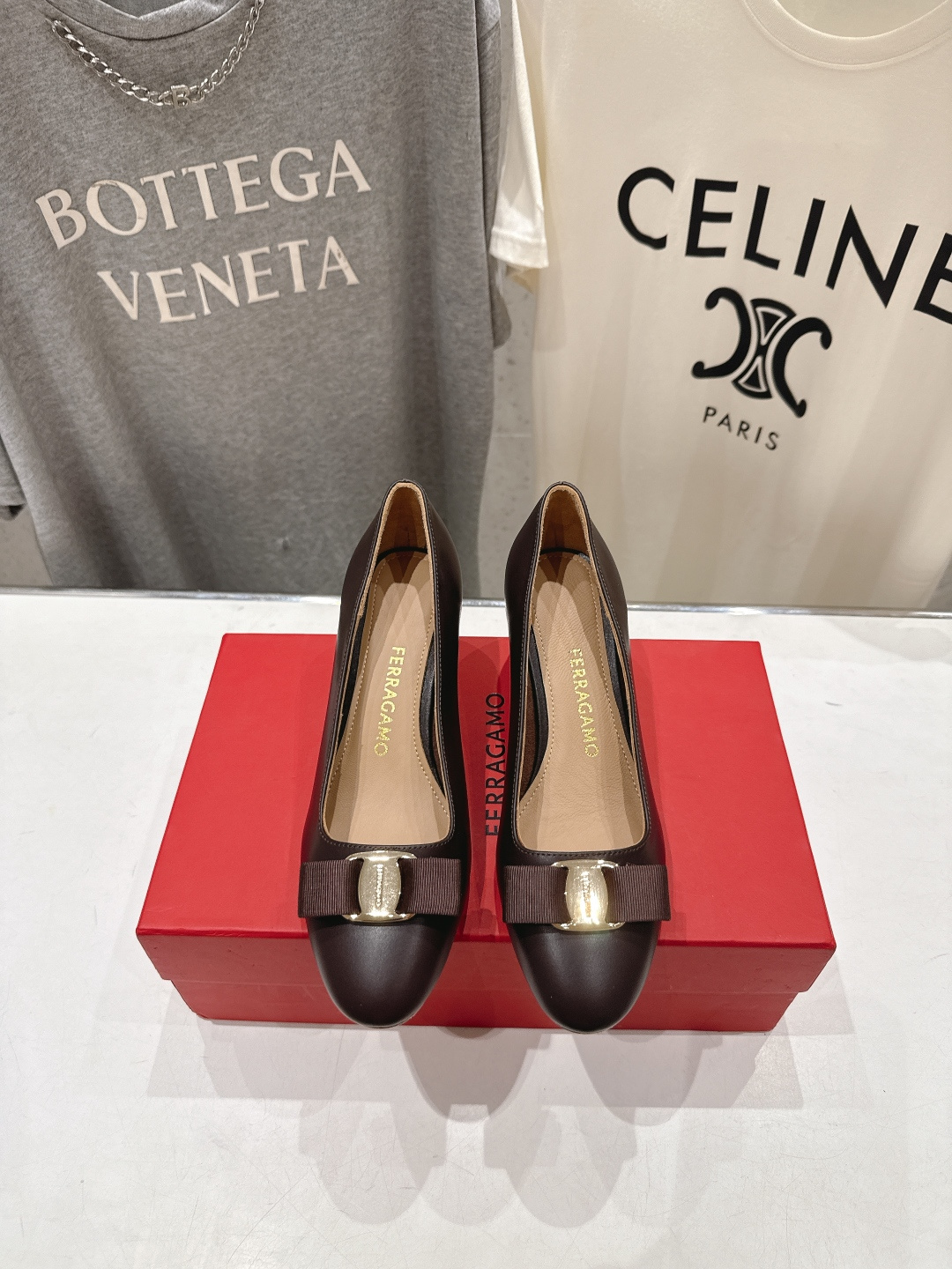 高版本出厂  FERRAGAMO/菲拉格慕F065  26ss官方新款真皮蝴蝶结系列高跟鞋单鞋菲拉格慕今