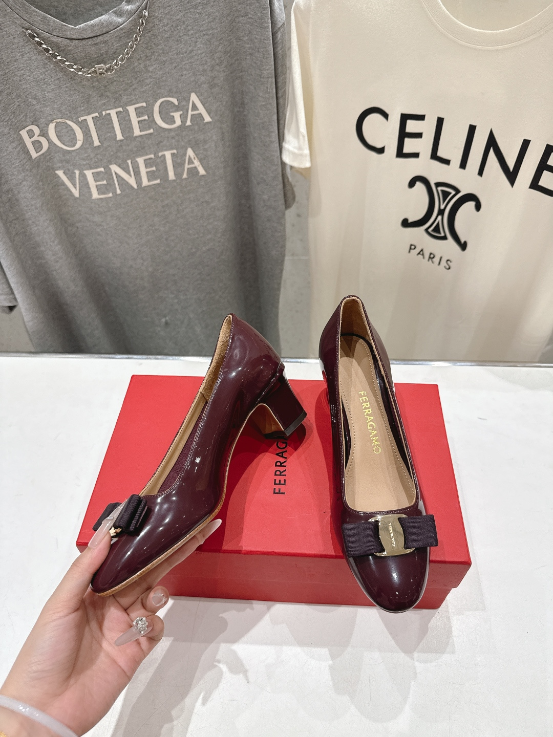 高版本出厂  FERRAGAMO/菲拉格慕F065  26ss官方新款真皮蝴蝶结系列高跟鞋单鞋菲拉格慕今