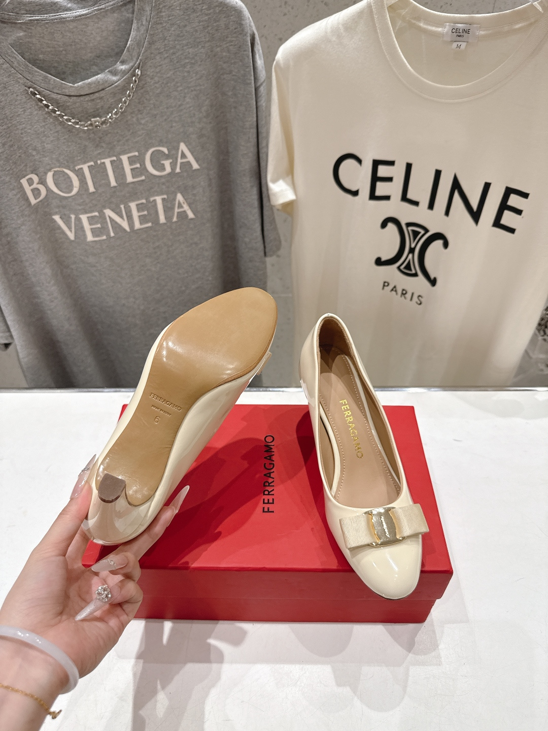 高版本出厂  FERRAGAMO/菲拉格慕F065  26ss官方新款真皮蝴蝶结系列高跟鞋单鞋菲拉格慕今