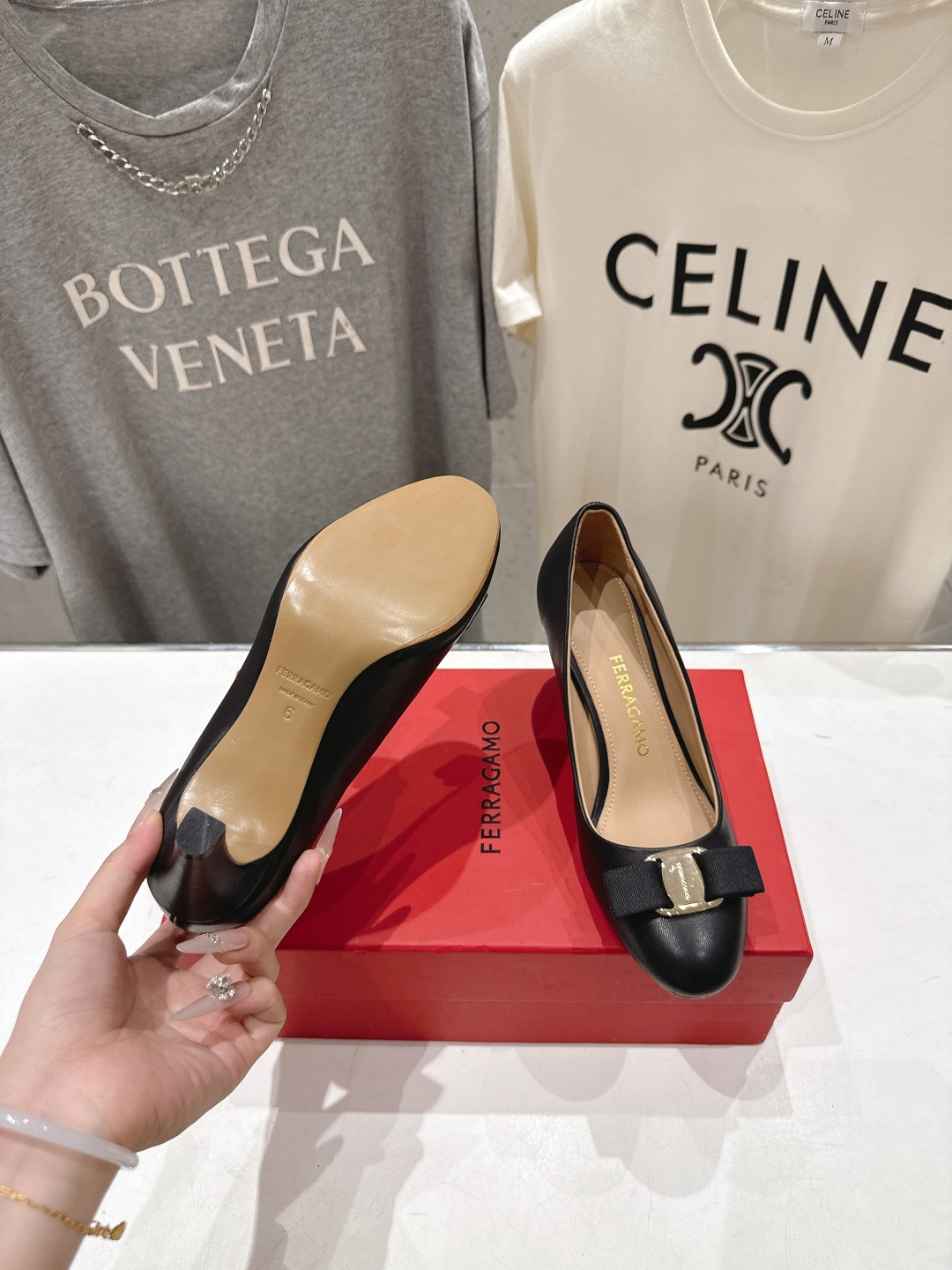 高版本出厂  FERRAGAMO/菲拉格慕F065  26ss官方新款真皮蝴蝶结系列高跟鞋单鞋菲拉格慕今