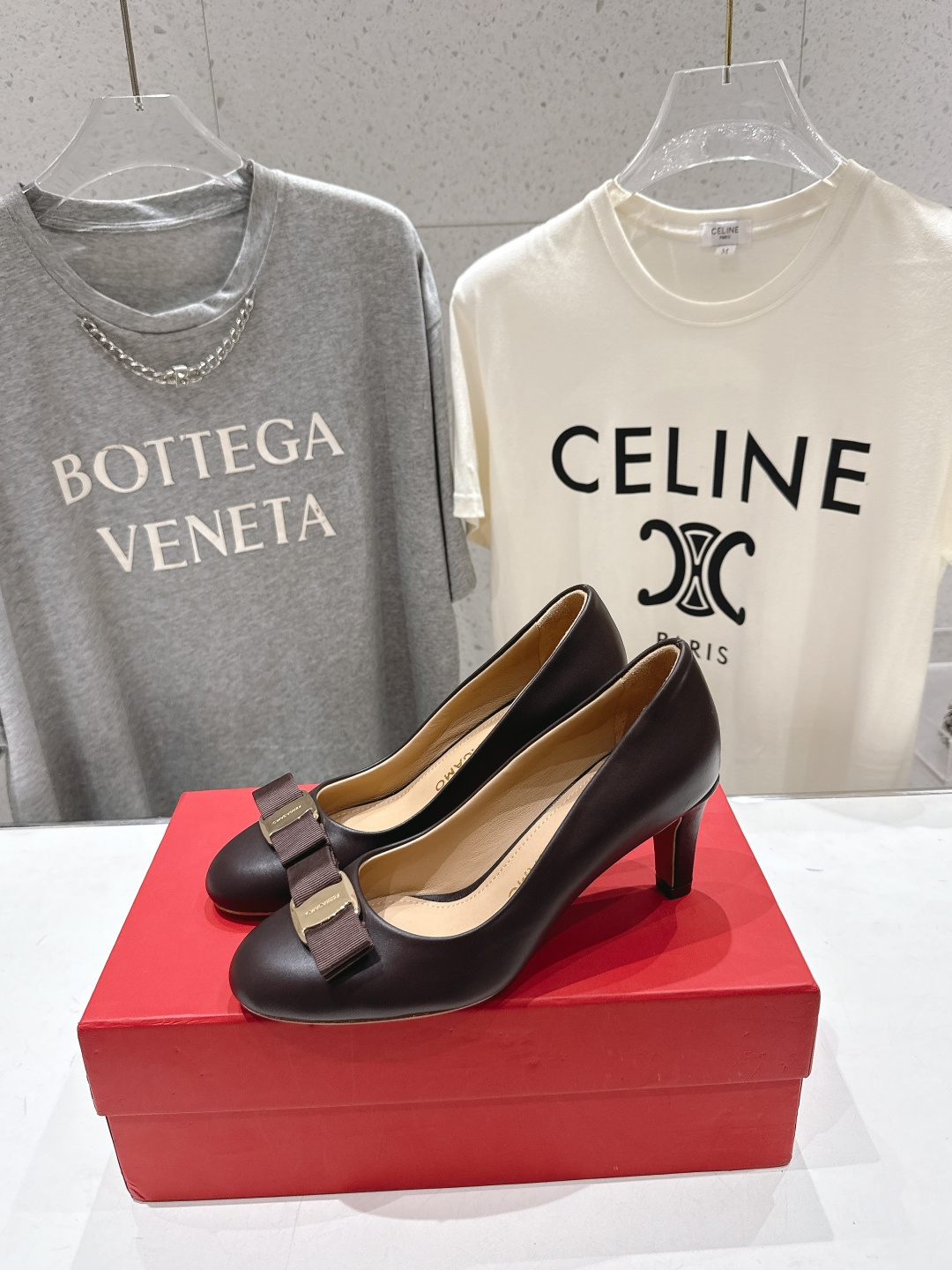 高版本出厂  FERRAGAMO/菲拉格慕F065  26ss官方新款真皮蝴蝶结系列高跟鞋单鞋菲拉格慕今