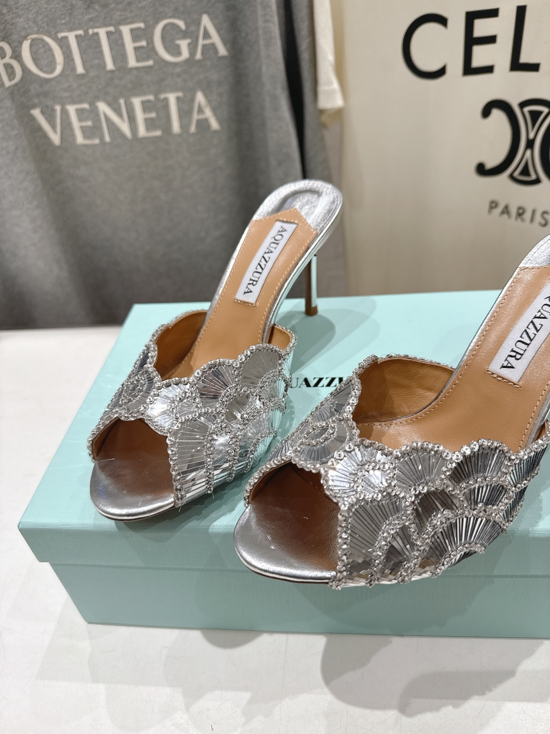 高版本出厂 「ᴀqᴜᴀᴢᴢᴜʀᴀ」AQUAZZURA/菠萝F072 2026ss夏季新款高跟鱼嘴拖鞋__