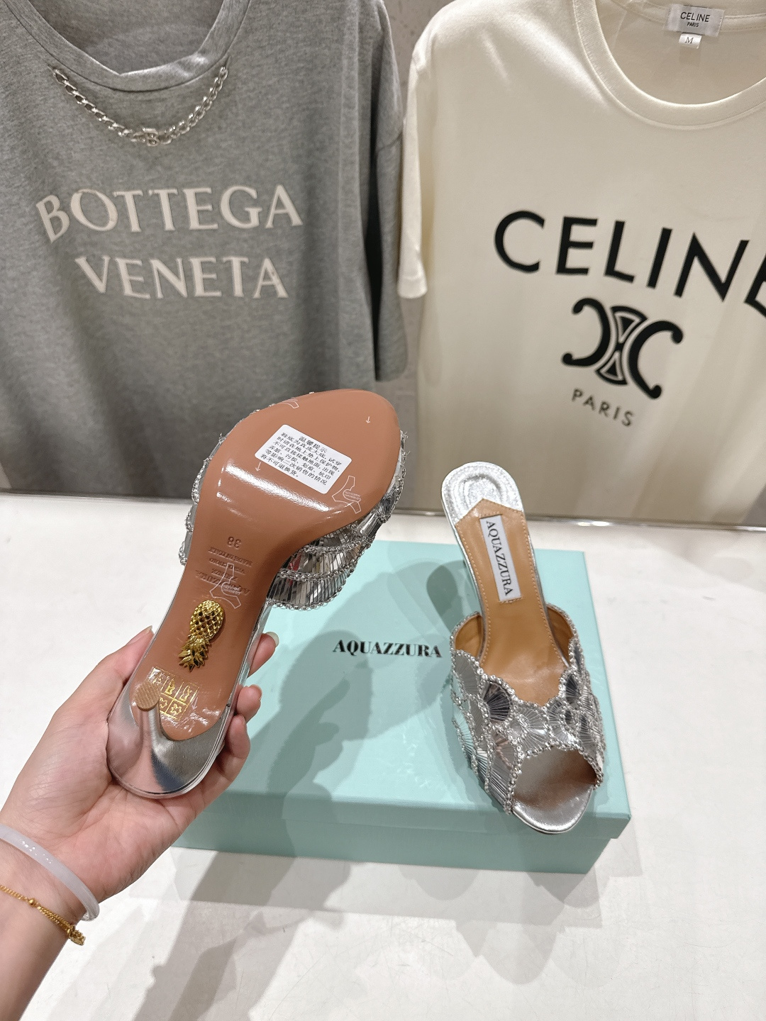 高版本出厂 「ᴀqᴜᴀᴢᴢᴜʀᴀ」AQUAZZURA/菠萝F072 2026ss夏季新款高跟鱼嘴拖鞋__