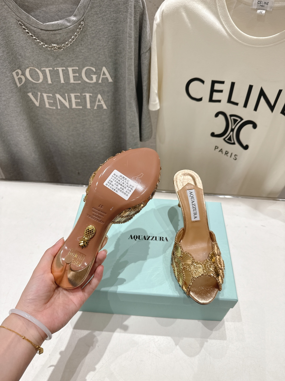 高版本出厂 「ᴀqᴜᴀᴢᴢᴜʀᴀ」AQUAZZURA/菠萝F072 2026ss夏季新款高跟鱼嘴拖鞋__