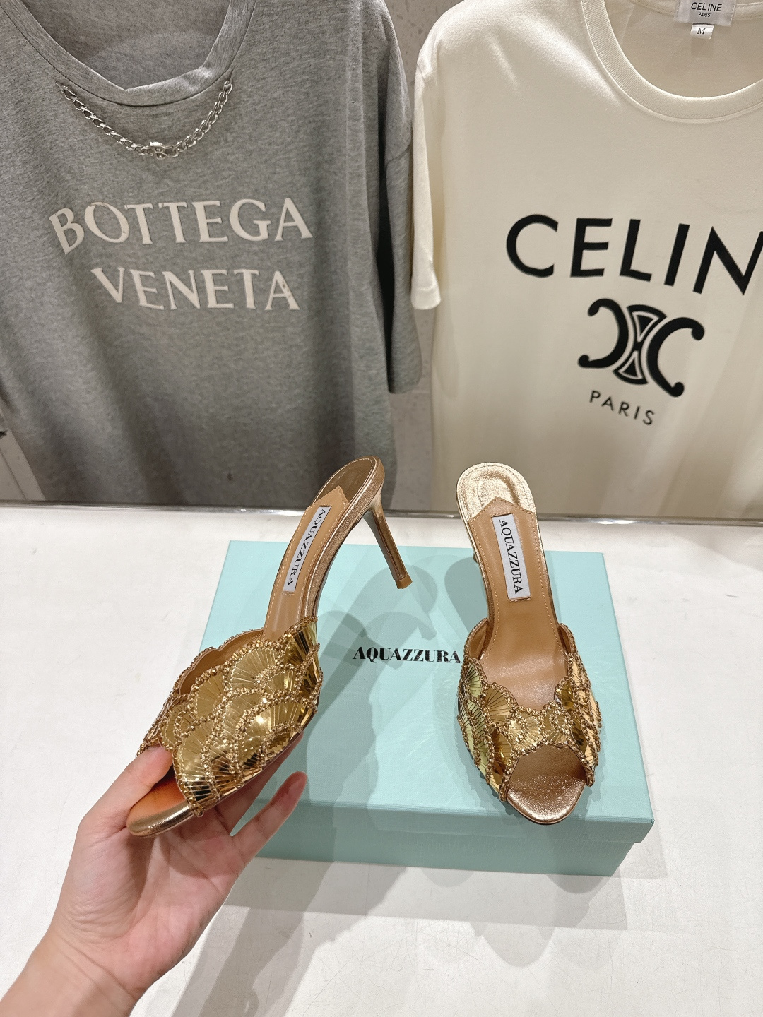 高版本出厂 「ᴀqᴜᴀᴢᴢᴜʀᴀ」AQUAZZURA/菠萝F072 2026ss夏季新款高跟鱼嘴拖鞋__
