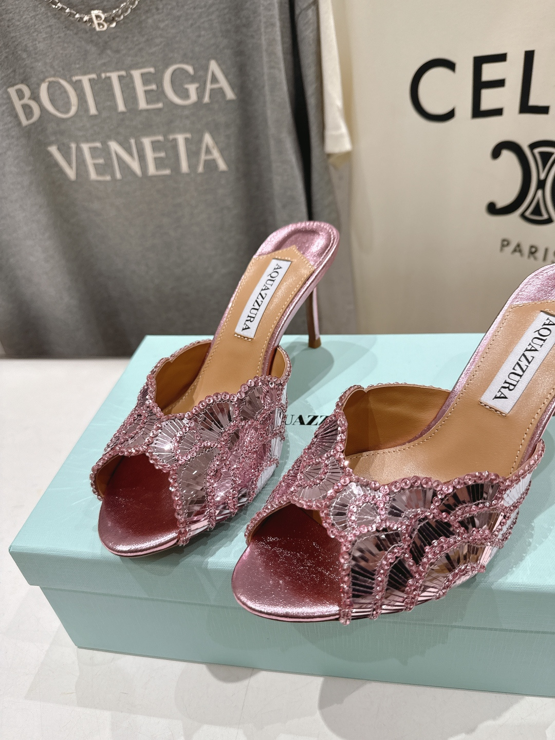 高版本出厂 「ᴀqᴜᴀᴢᴢᴜʀᴀ」AQUAZZURA/菠萝F072 2026ss夏季新款高跟鱼嘴拖鞋__