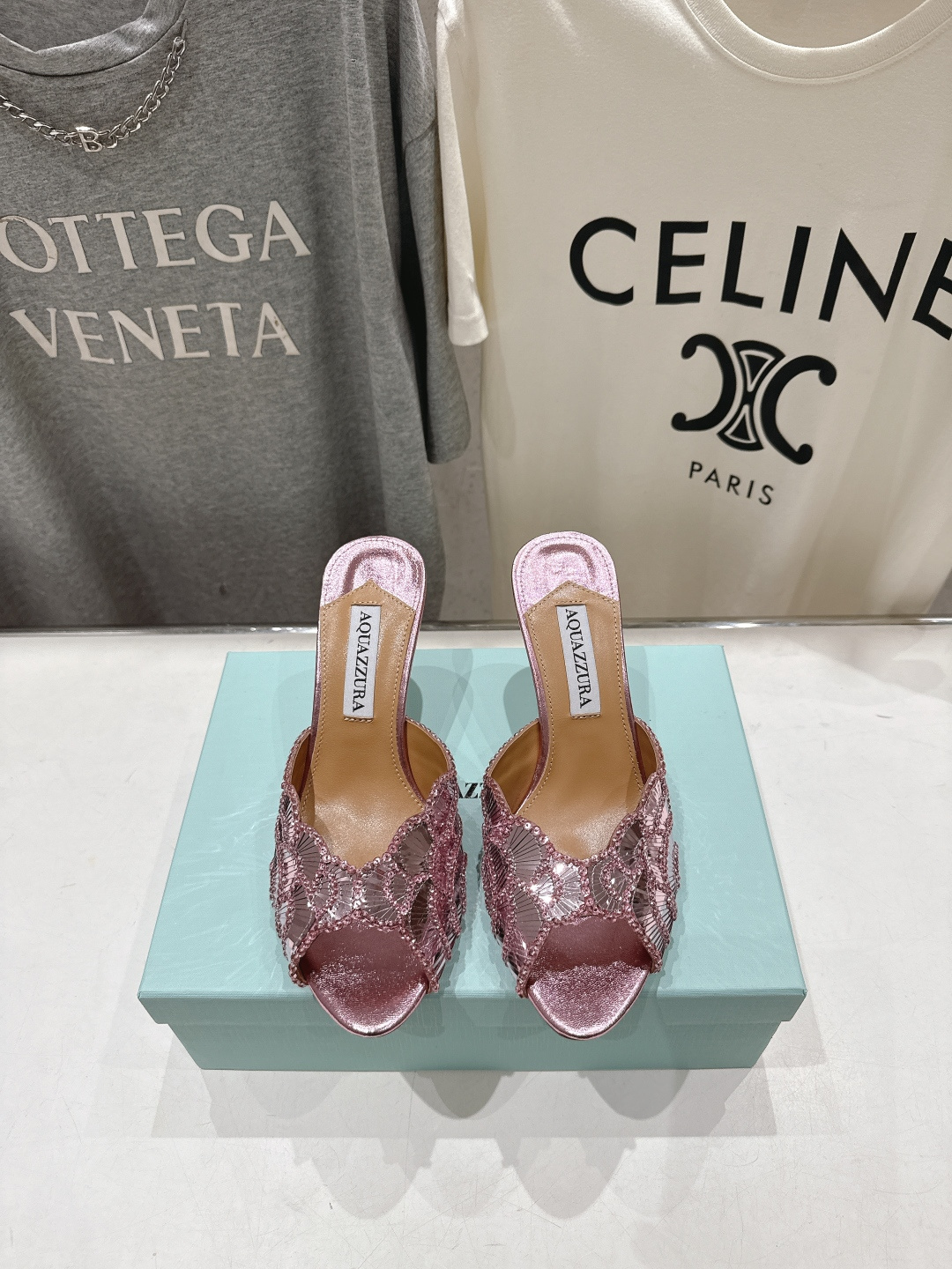 高版本出厂 「ᴀqᴜᴀᴢᴢᴜʀᴀ」AQUAZZURA/菠萝F072 2026ss夏季新款高跟鱼嘴拖鞋__