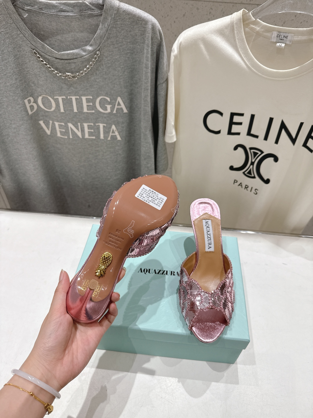 高版本出厂 「ᴀqᴜᴀᴢᴢᴜʀᴀ」AQUAZZURA/菠萝F072 2026ss夏季新款高跟鱼嘴拖鞋__