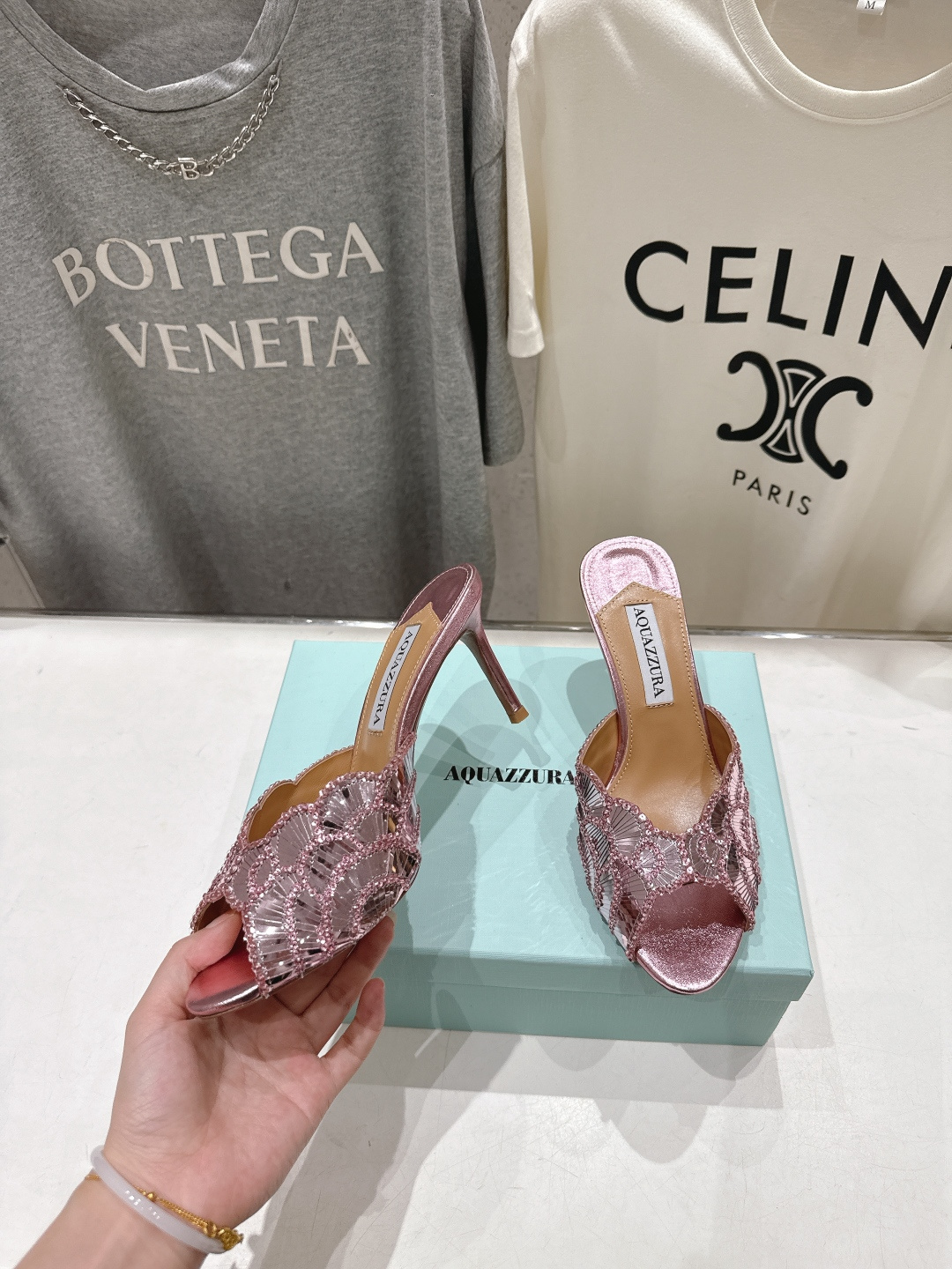高版本出厂 「ᴀqᴜᴀᴢᴢᴜʀᴀ」AQUAZZURA/菠萝F072 2026ss夏季新款高跟鱼嘴拖鞋__