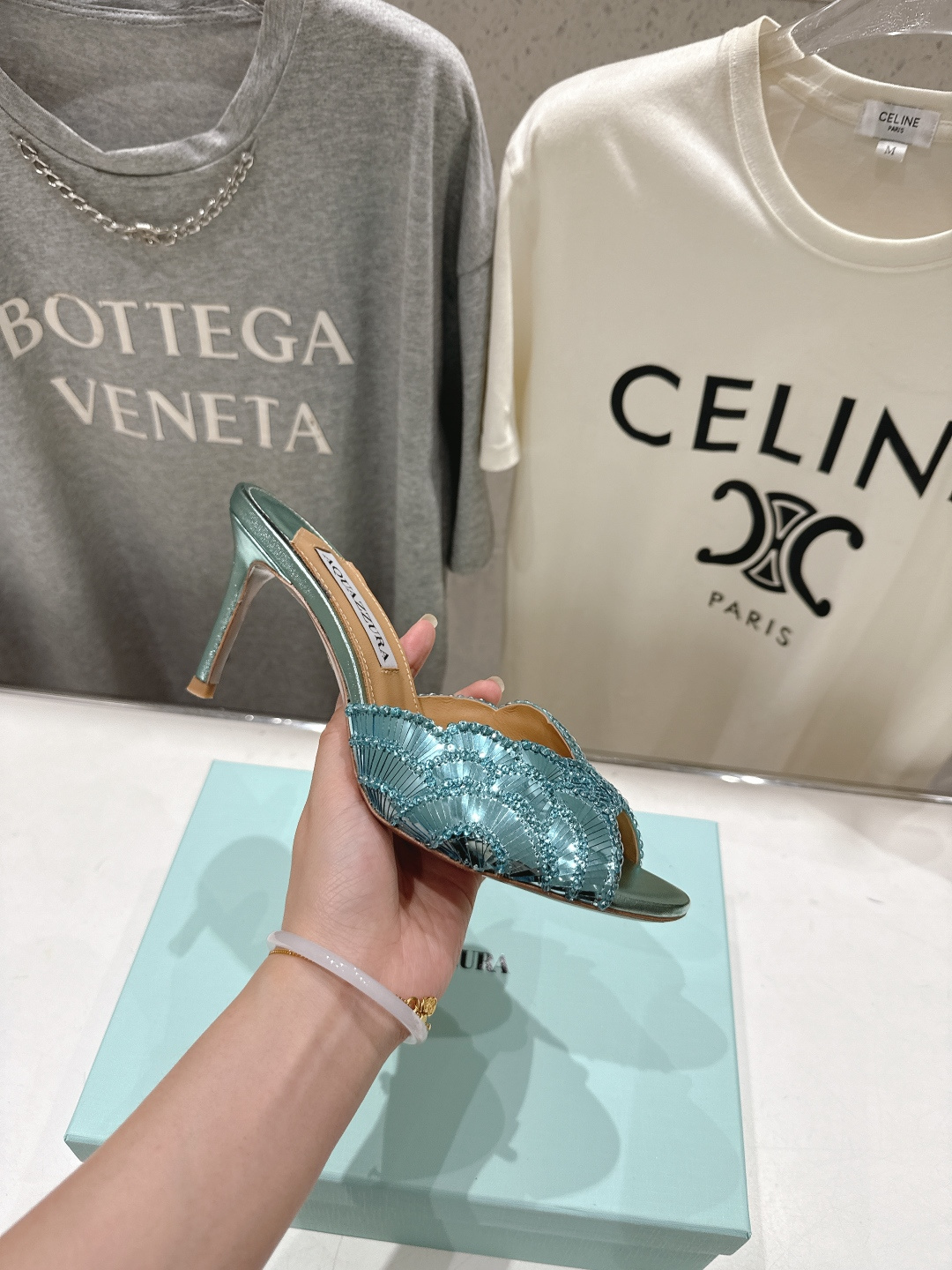 高版本出厂 「ᴀqᴜᴀᴢᴢᴜʀᴀ」AQUAZZURA/菠萝F072 2026ss夏季新款高跟鱼嘴拖鞋__