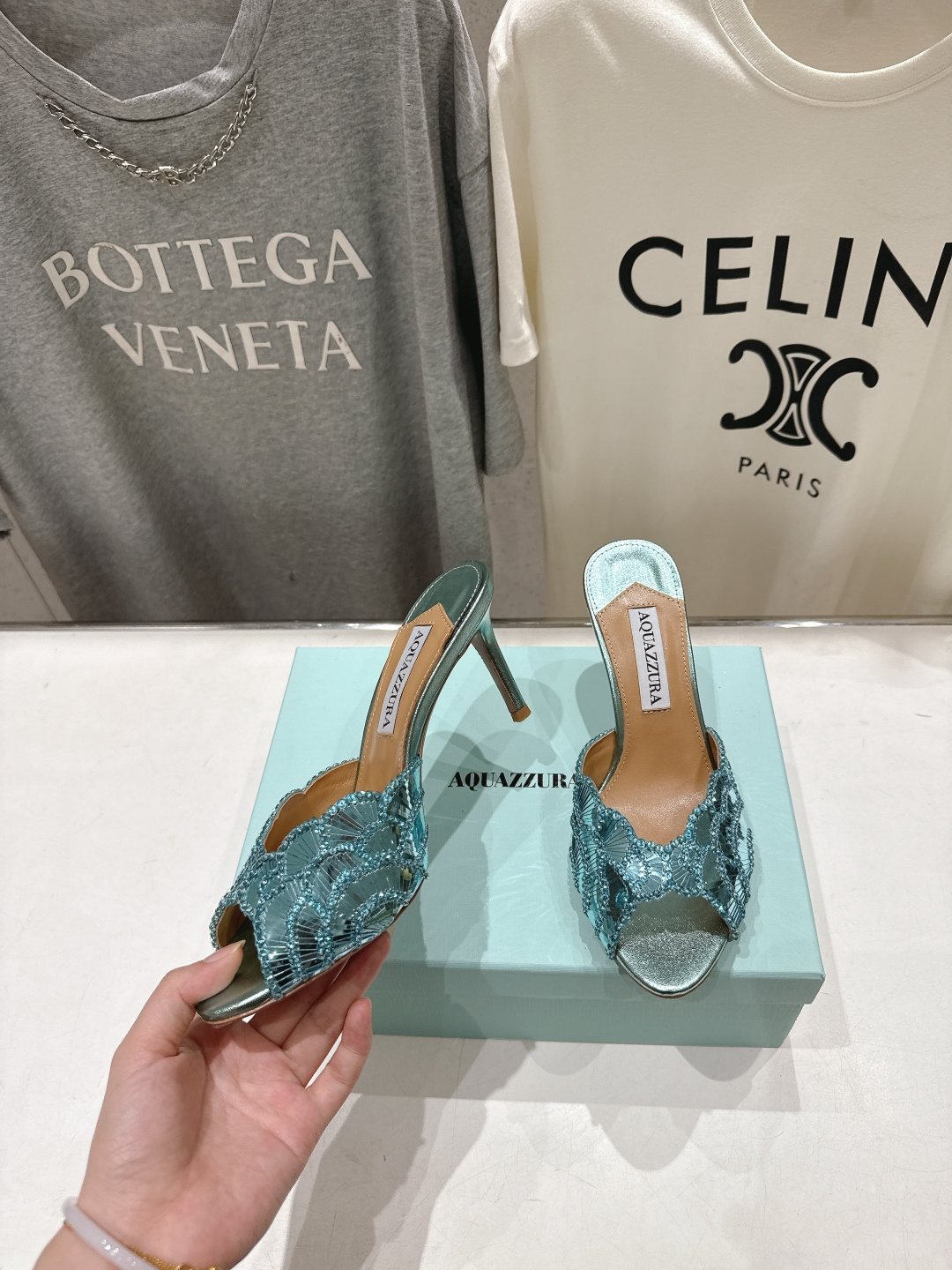 高版本出厂 「ᴀqᴜᴀᴢᴢᴜʀᴀ」AQUAZZURA/菠萝F072 2026ss夏季新款高跟鱼嘴拖鞋__
