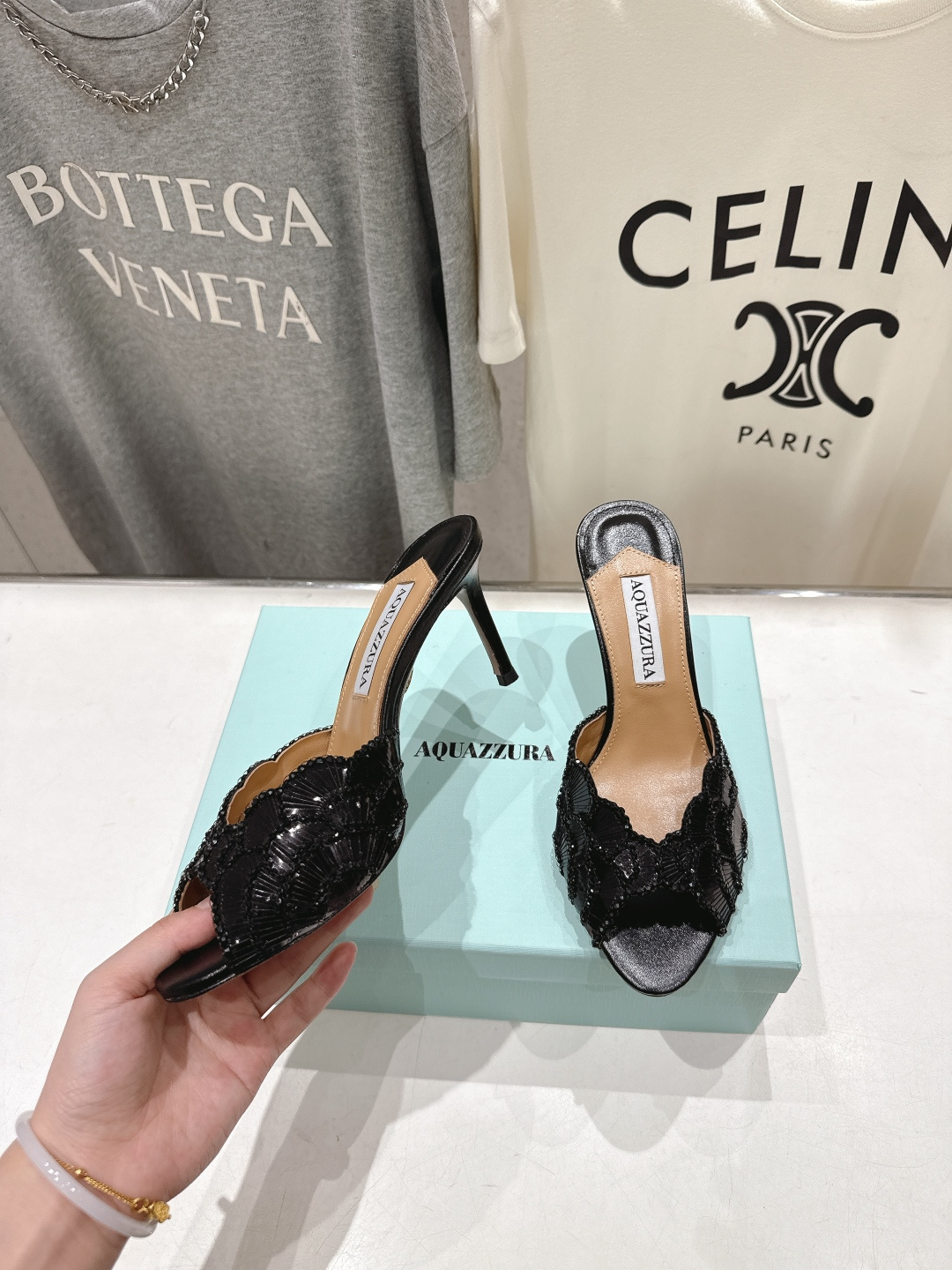 高版本出厂 「ᴀqᴜᴀᴢᴢᴜʀᴀ」AQUAZZURA/菠萝F072 2026ss夏季新款高跟鱼嘴拖鞋__