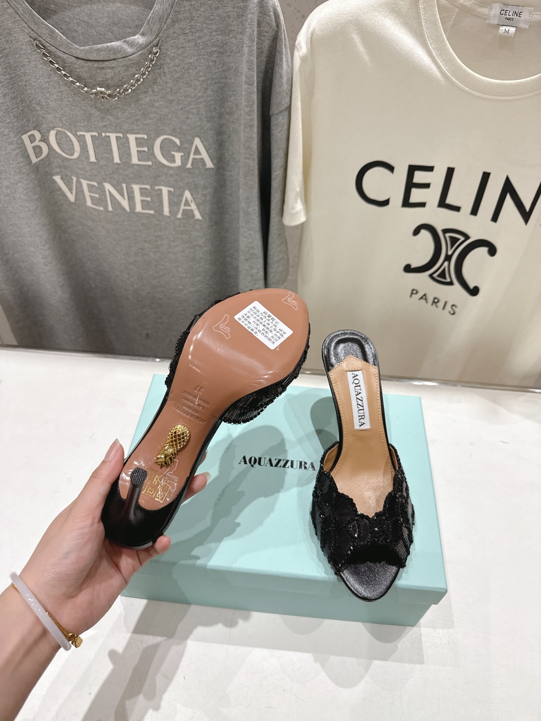 高版本出厂 「ᴀqᴜᴀᴢᴢᴜʀᴀ」AQUAZZURA/菠萝F072 2026ss夏季新款高跟鱼嘴拖鞋__