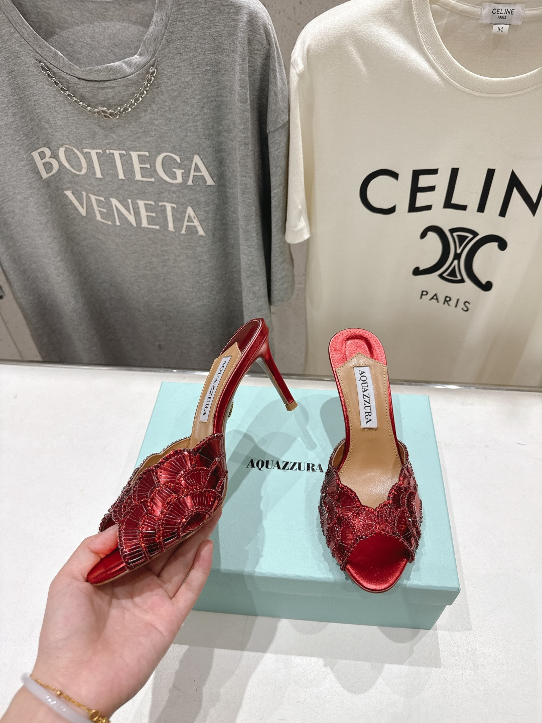 高版本出厂 「ᴀqᴜᴀᴢᴢᴜʀᴀ」AQUAZZURA/菠萝F072 2026ss夏季新款高跟鱼嘴拖鞋__